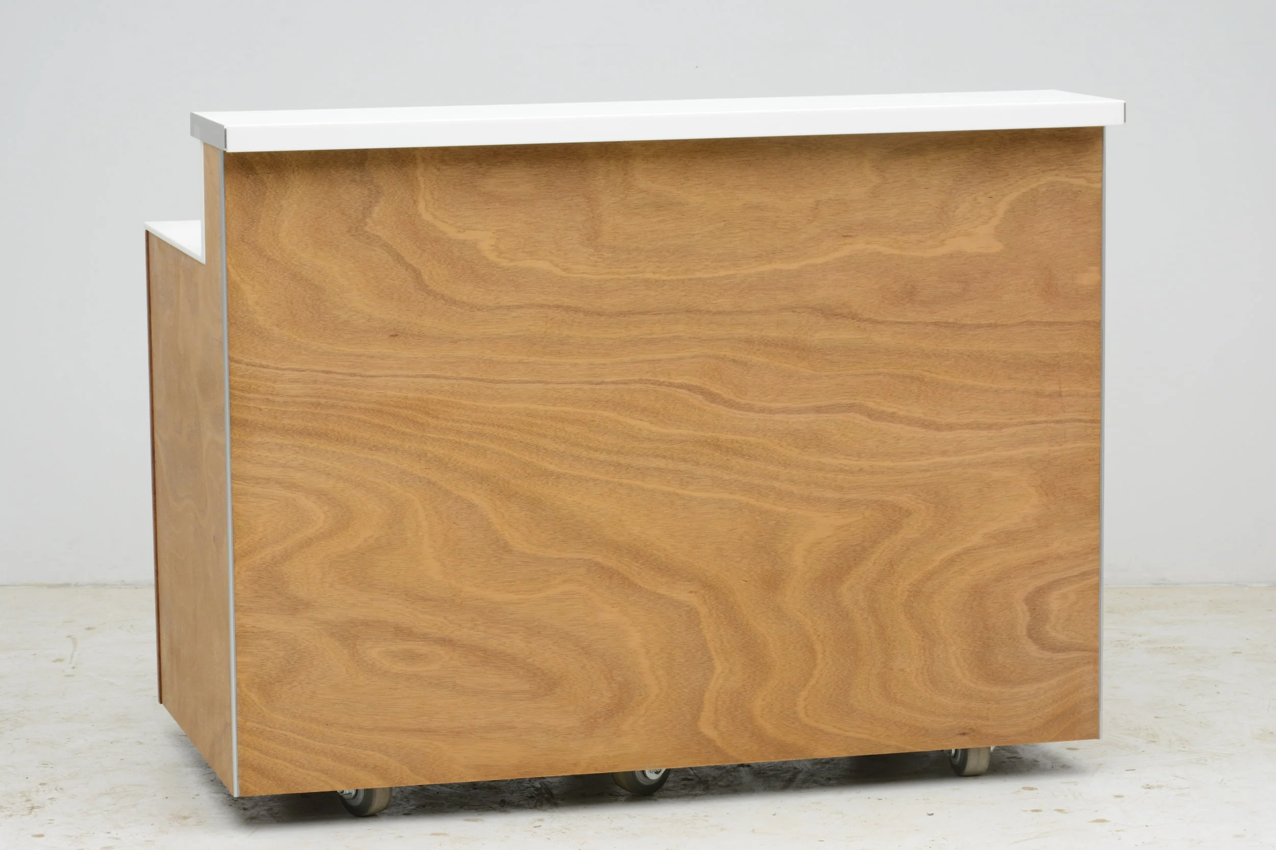 58” Bar with 30” Ice Well with Double Speed Rail and Refrigerator Front Bar View