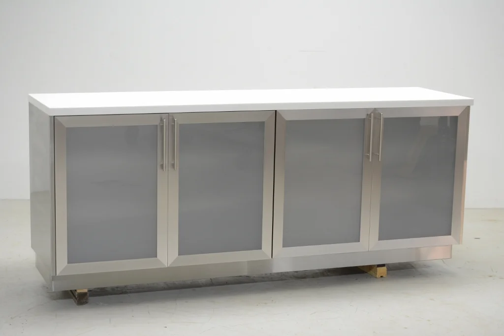 Large buffet server with flat top, back view