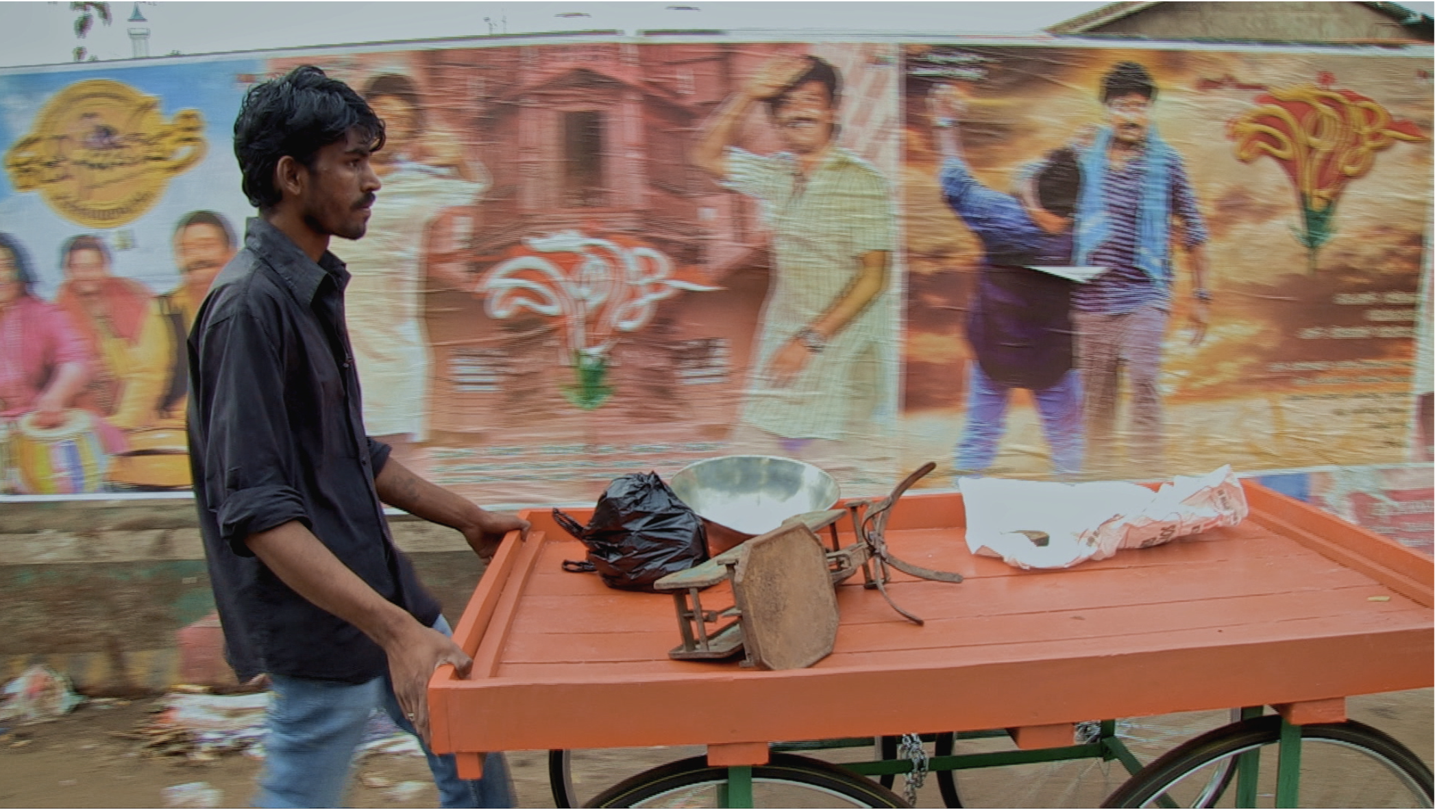 Lost in thought while selling veggies