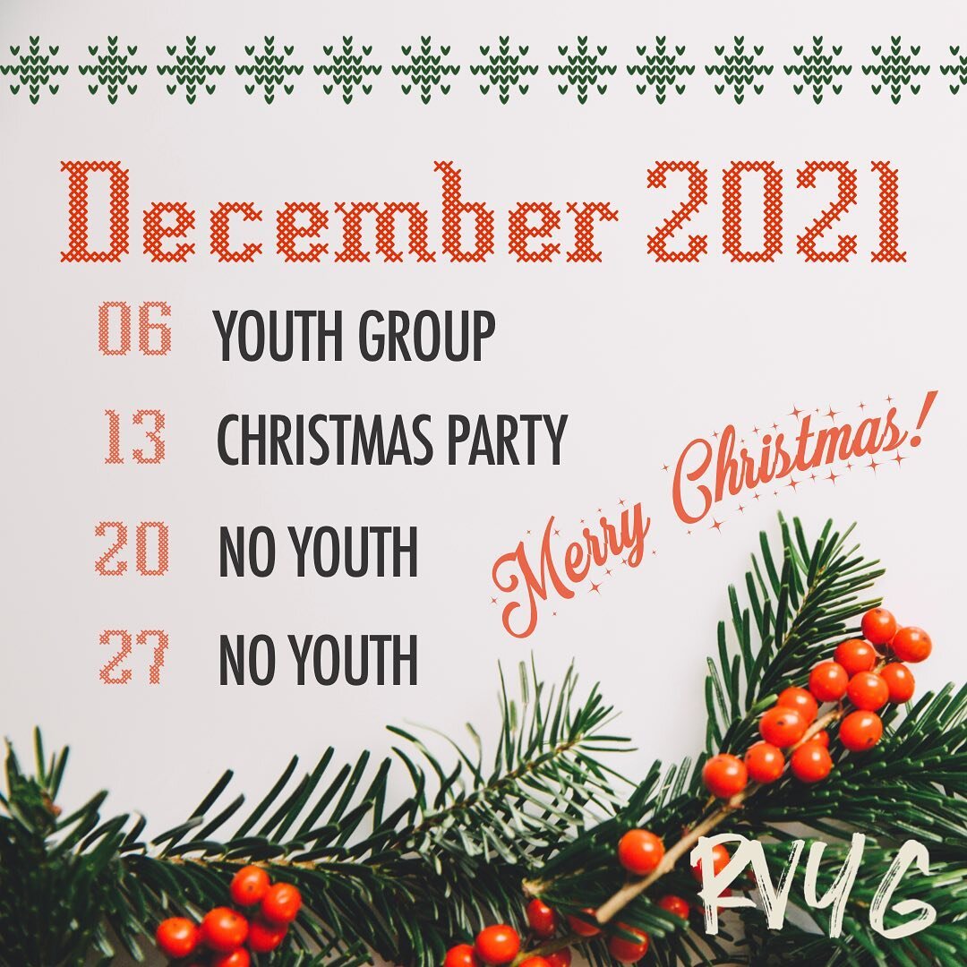 Hey teens! Here is our schedule for December! ❄️🎄 only 2 youth groups left of the year! We will be off the last two Monday&rsquo;s so that we can spend time with family before we re-launch for the New Year! 

#rvyg #rivervalleychurchny #youthgroup #