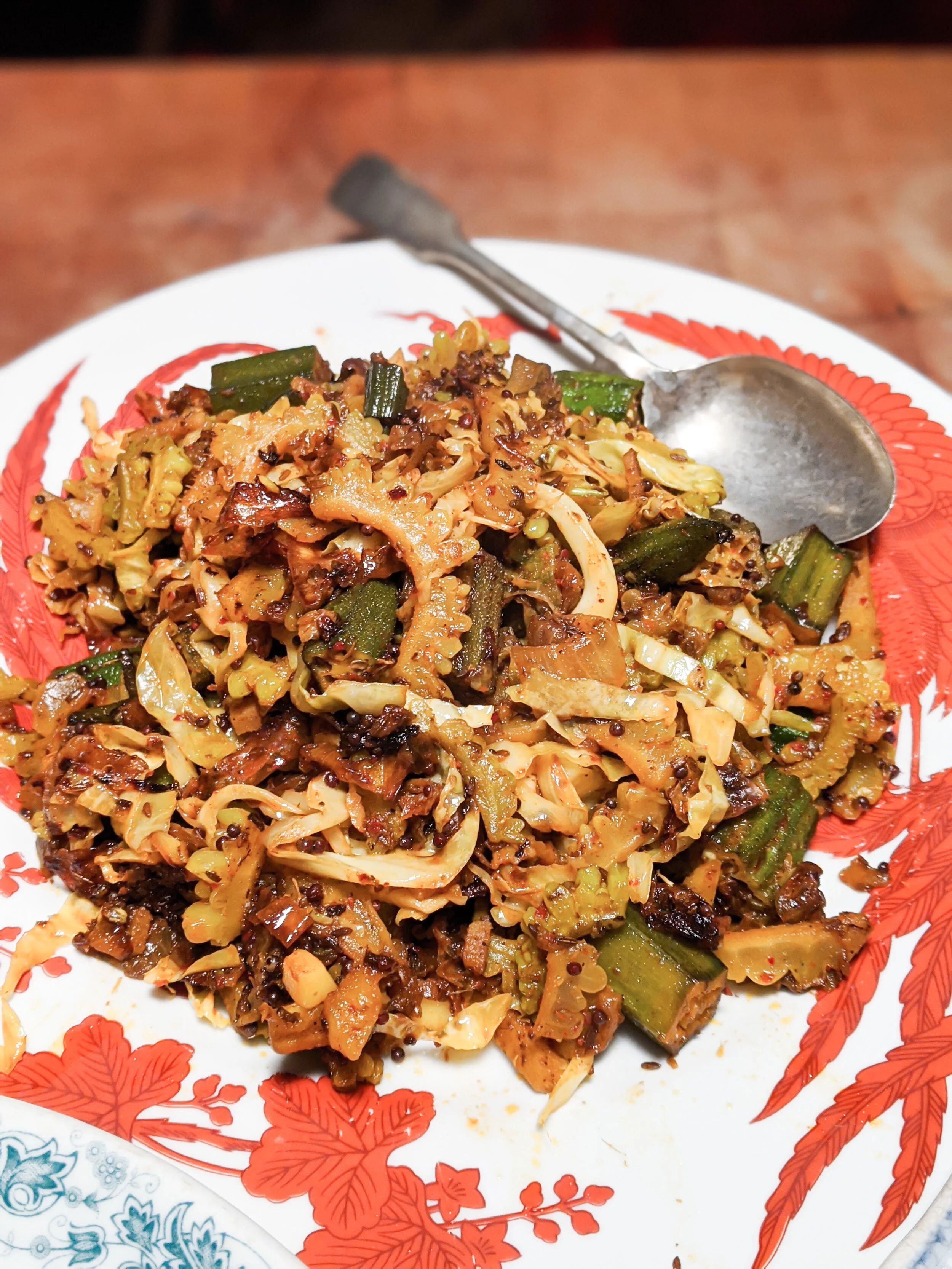 Karela &amp; Ladies Fingers Subji (aka Bitter Melon &amp; Okra Vegetable Dish) by Adrian Chang (@mykitsunecafe)