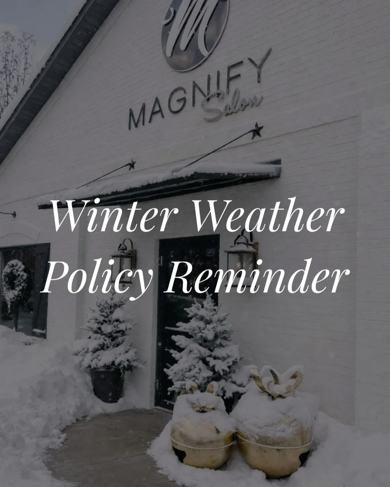 ❄️ A friendly reminder of our policy during winter road conditions:

Please assume your appointment is still on unless you have been contacted by a receptionist or your stylist. If you don&rsquo;t feel comfortable venturing out, please call or messag