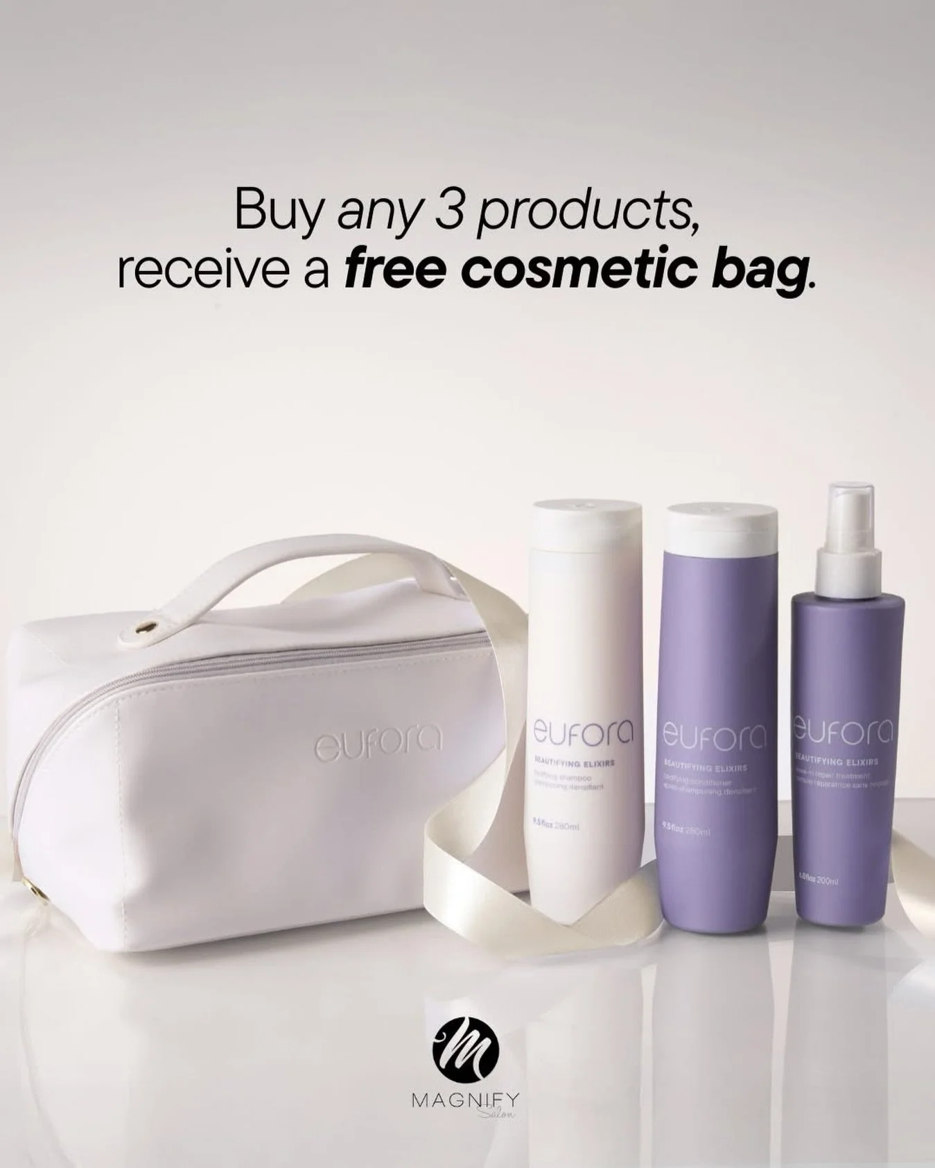 Final call ✨

It&rsquo;s the last week to receive a FREE cosmetic bag when you purchase any 3 Eufora products!