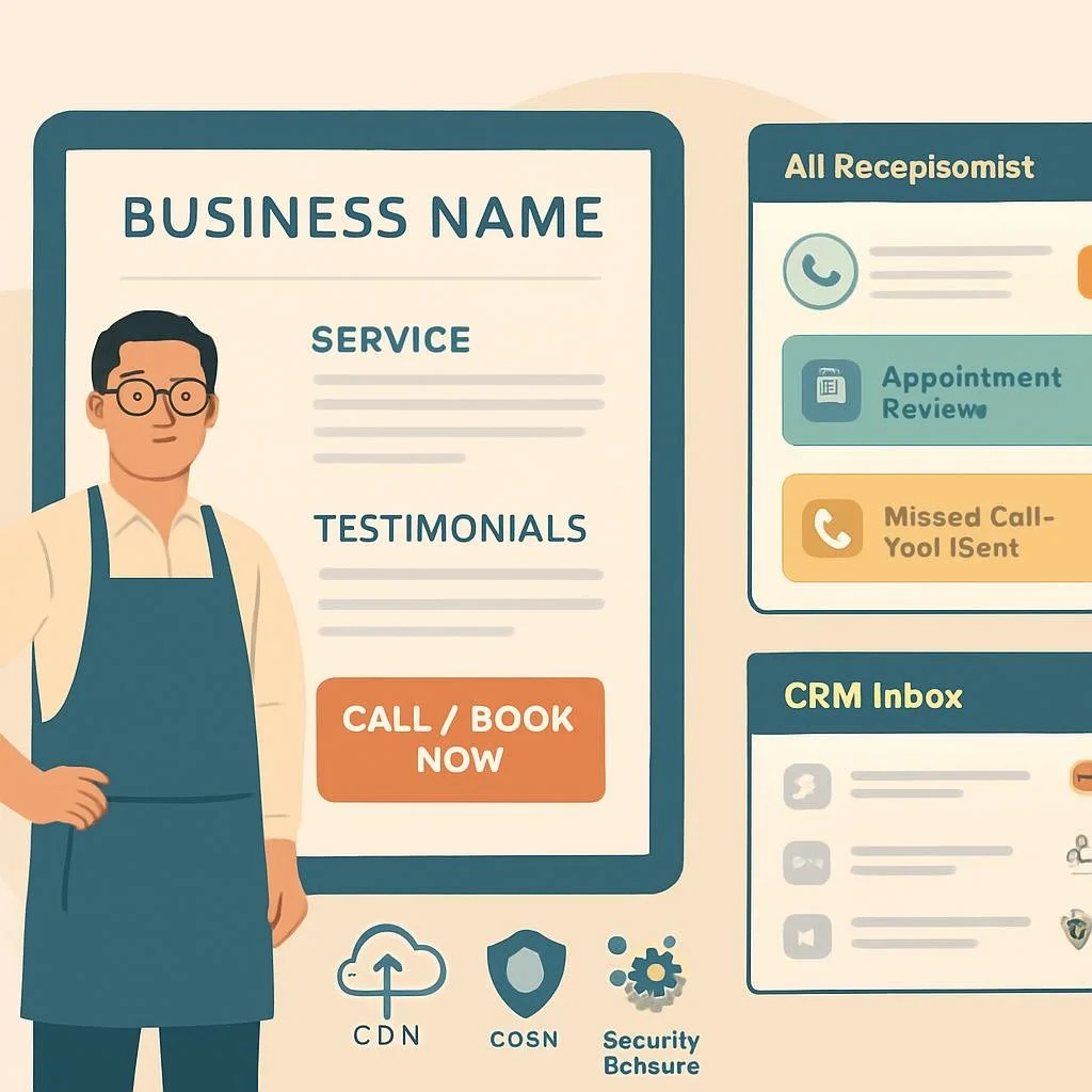 Small Business Owner &amp; Operator One Page Website Solution with an AI Reception