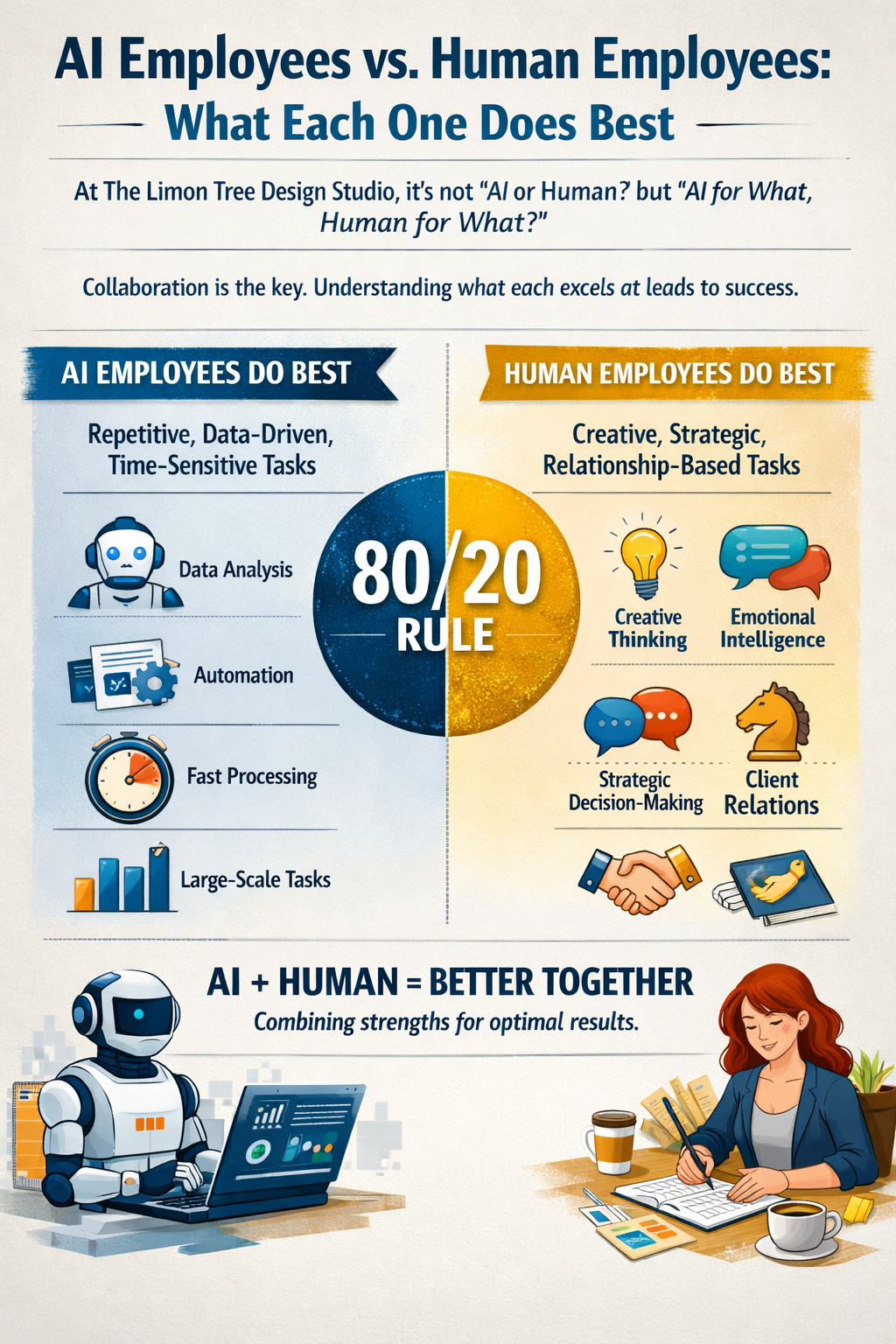AI Employees vs. Human Employees: What Each One Does Best