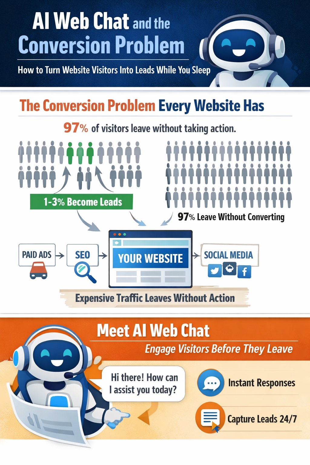 AI Web Chat and the Conversion Problem: How to Turn Website Visitors Into Leads While You Sleep