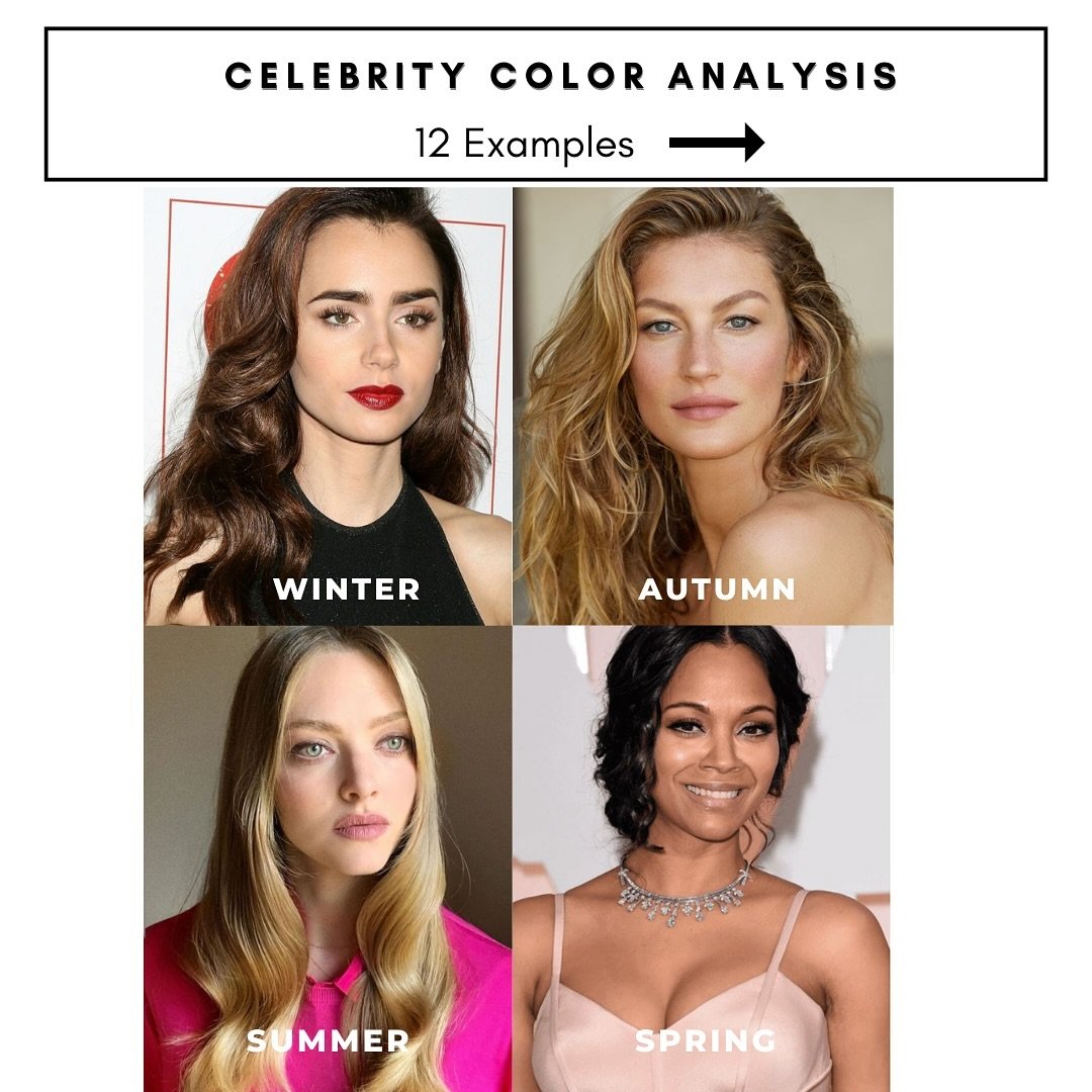 Celebrity color analysis.

➡️Which season are you?

From Bright Spring to Dark Autumn, each season has its own unique vibe. 

Understanding yours can truly elevate your style game!
Celebrity color analysis.

🚀Ready to 10X your style? Book your consu