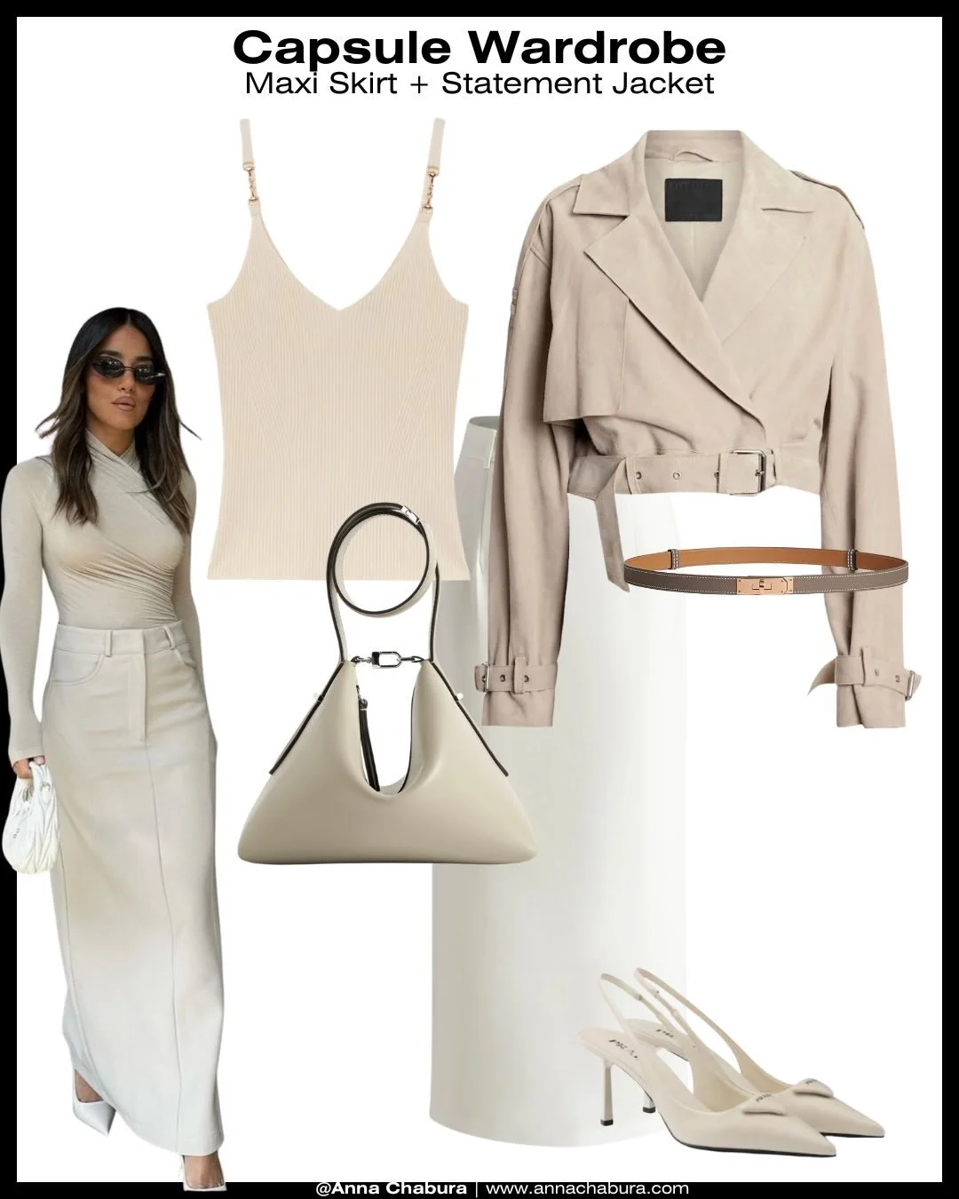 When I build a capsule wardrobe, I don&rsquo;t start with 20 pieces. I start with 1&ndash;2 that actually matter.

Here it&rsquo;s an oversized jacket and a maxi pencil skirt.

Before I recommend anything to a client, I think it through: 🤍How many o