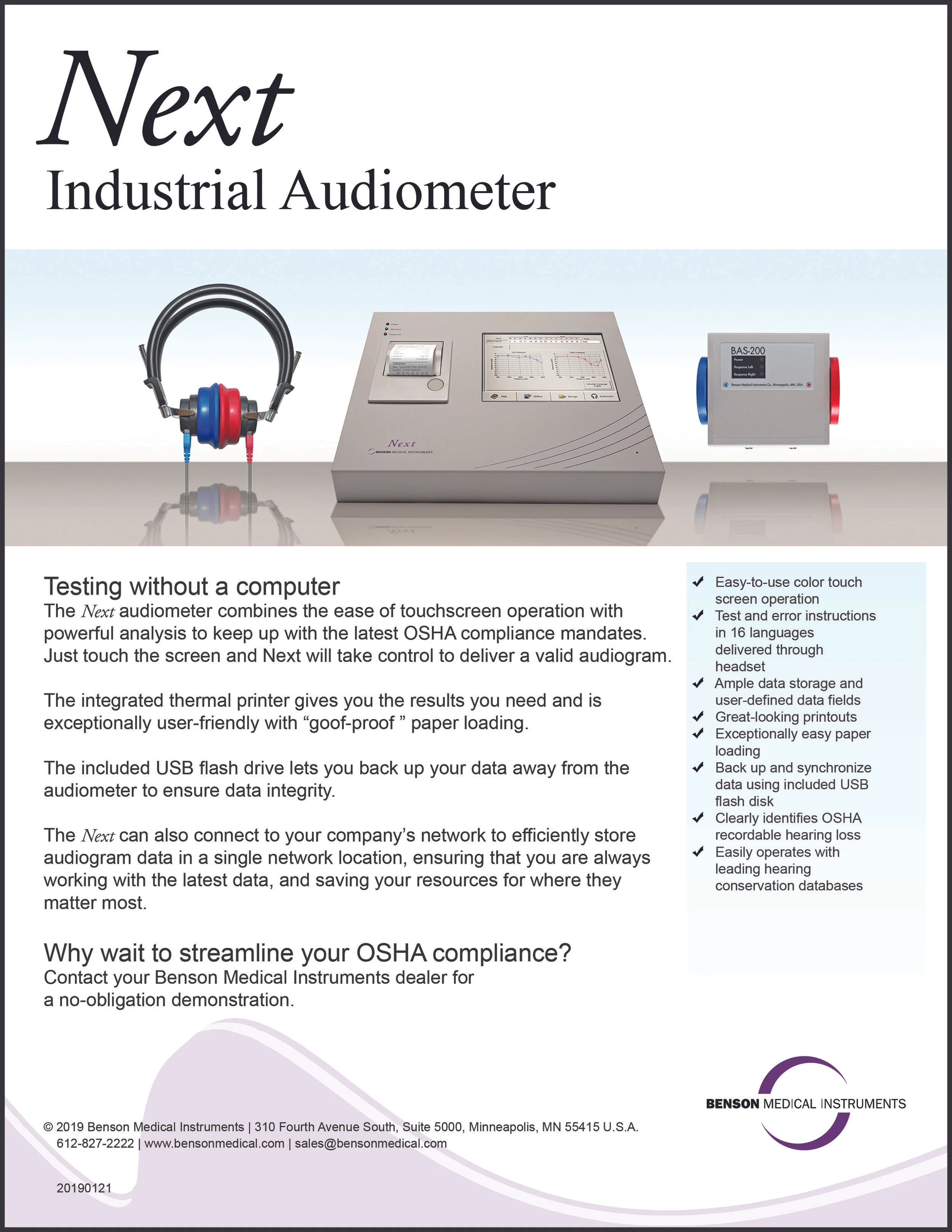 Next — Benson Medical Instruments Audiometer, Spirometer, Fit Testing