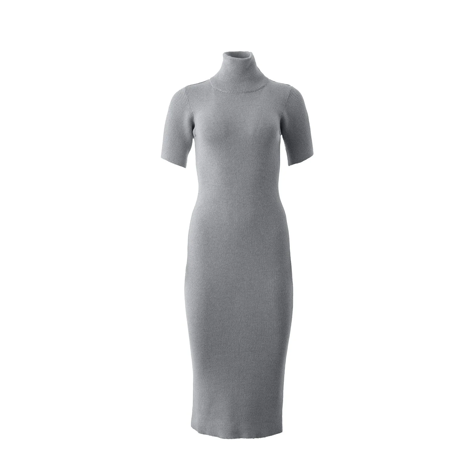 Grey knit wool dress