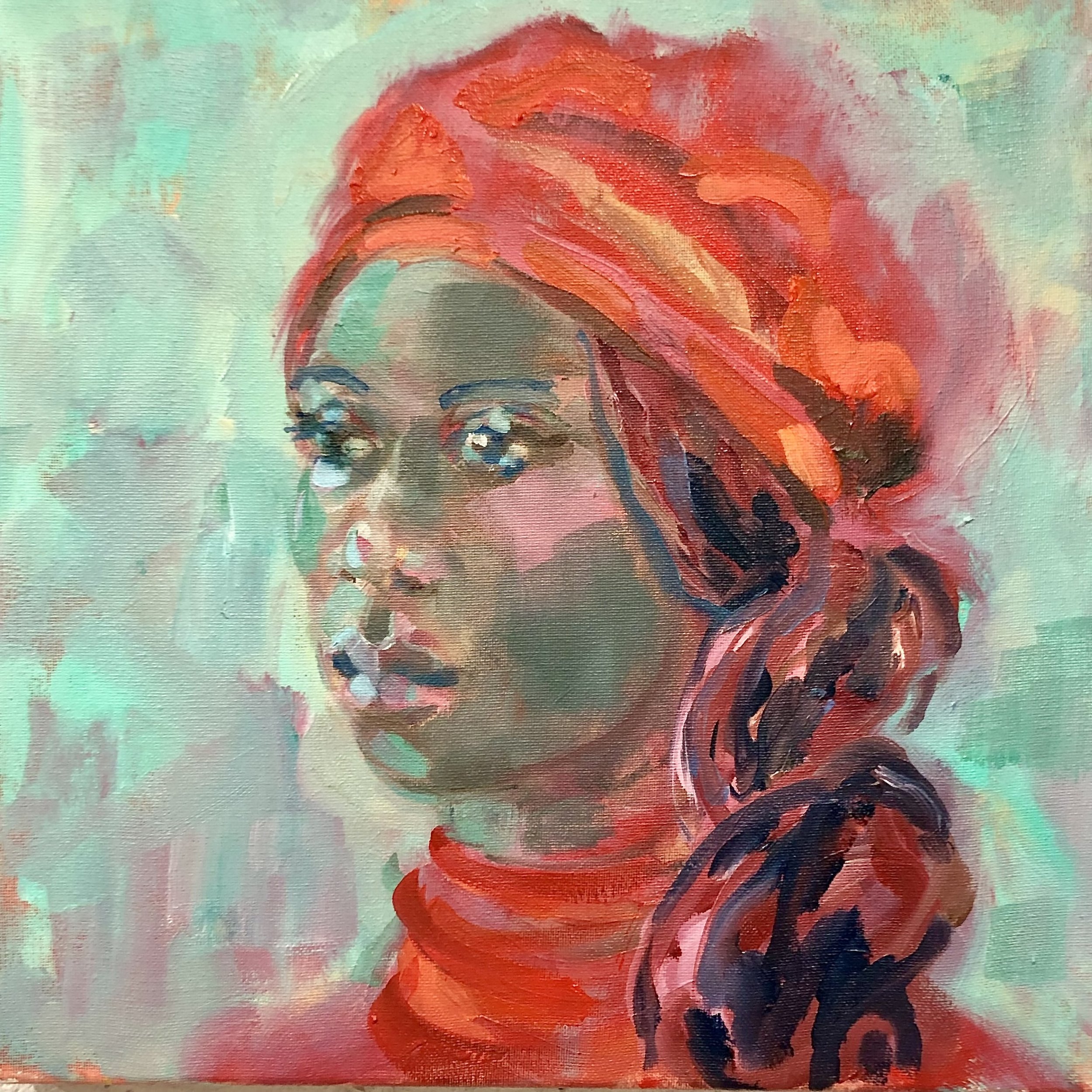 L.Dunbar 'Red,Red, Beret. oil_canvas.jpeg