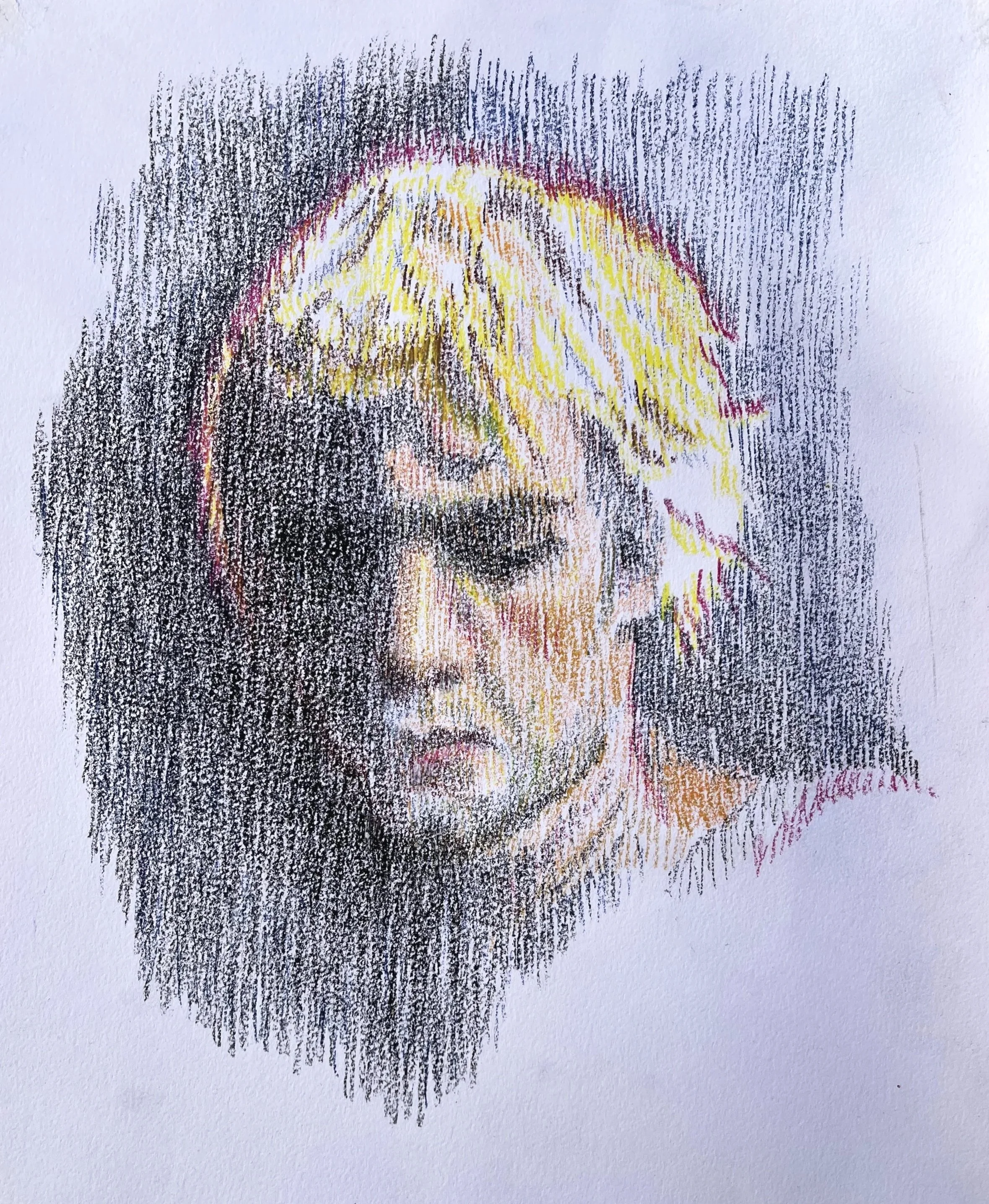  overload  colored pencil  11’’x9’’  2024    Prints coming soon    