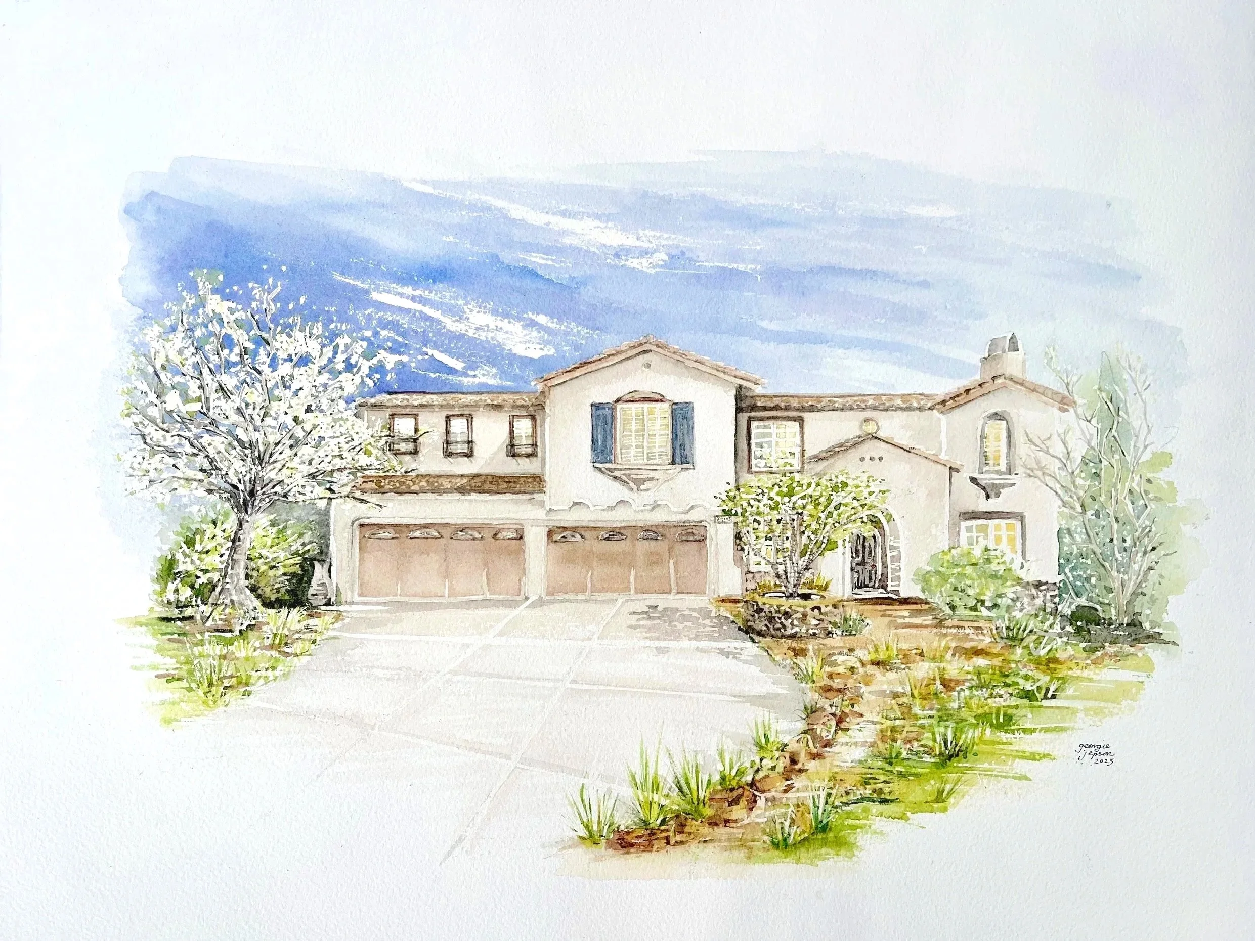     CUSTOM HOUSE PORTRAIT COMMISSIONS   / family home keepsake  / first home gift  / real estate agent closing gift for seller  / hand painted original watercolor painting  / range of sizes  / custom frame and matting options   / high quality archiva
