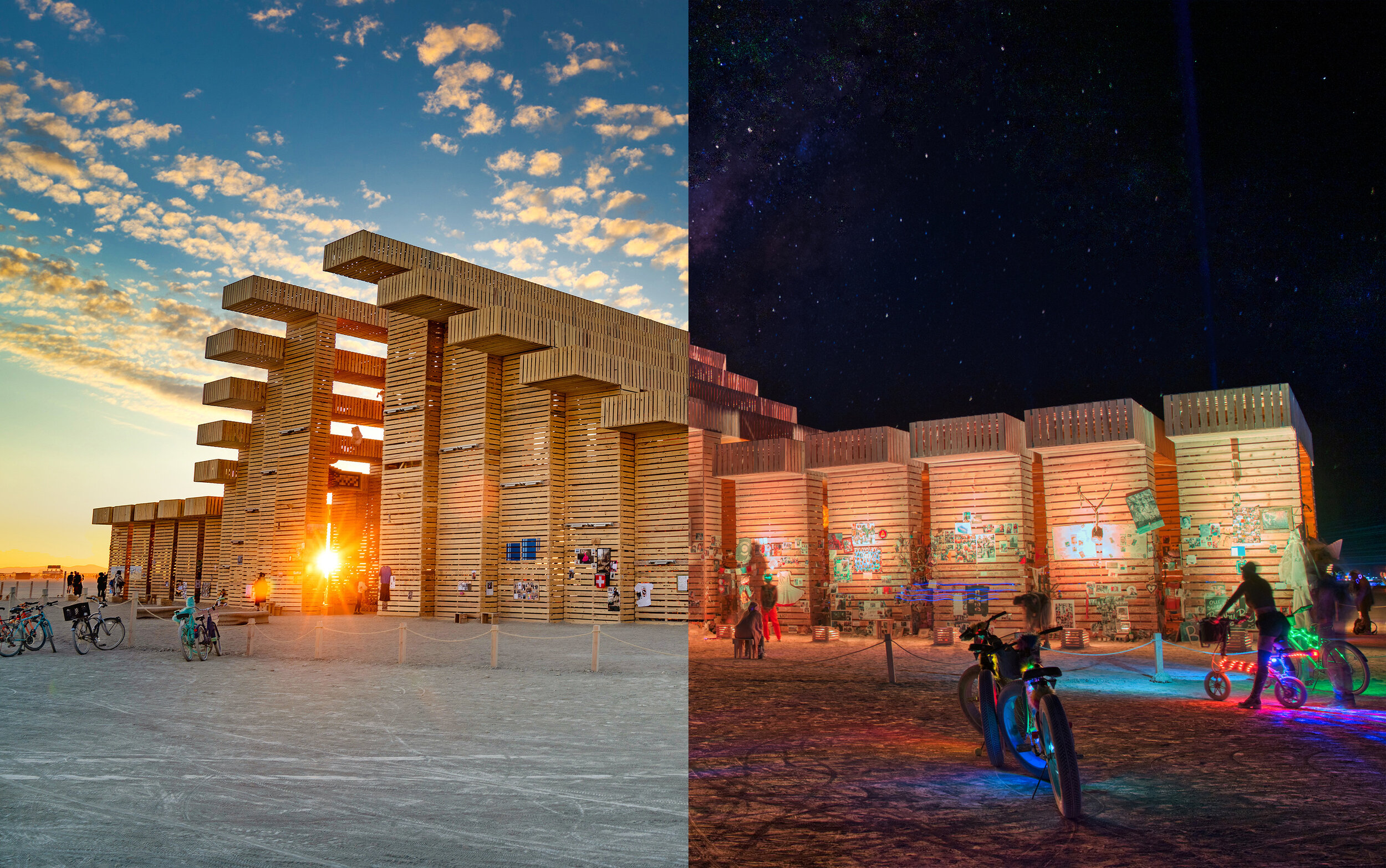 Burning Man 2019 - Temple of Direction - Night and Day