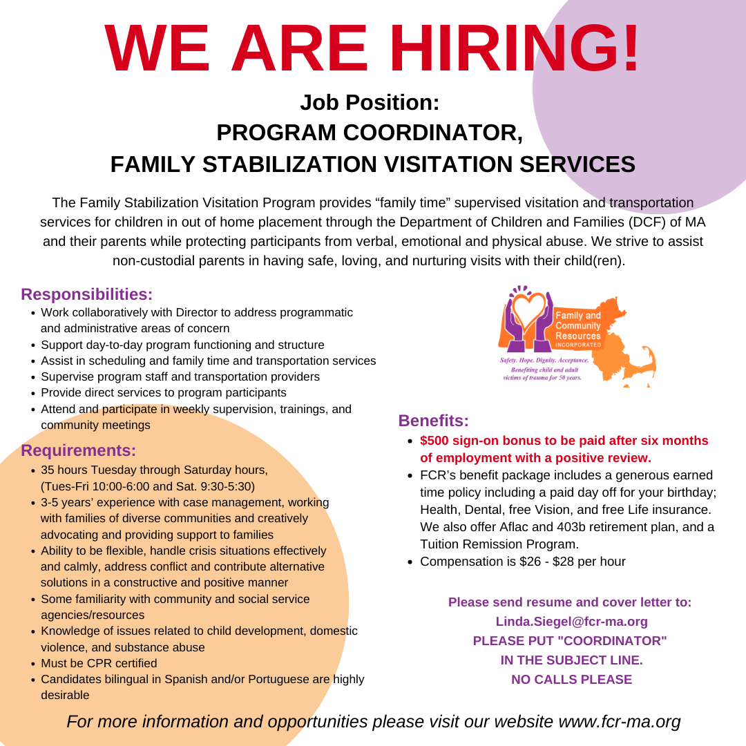 program coordinator — FCR, Inc.