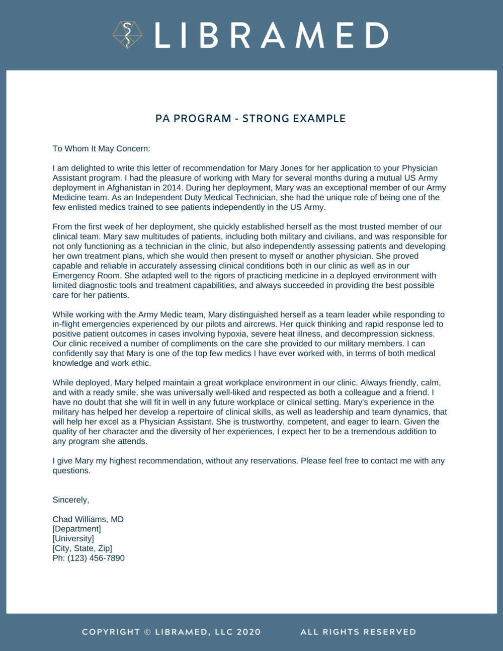 PA Position, Strong Letter of Recommendation — LIBRAMED