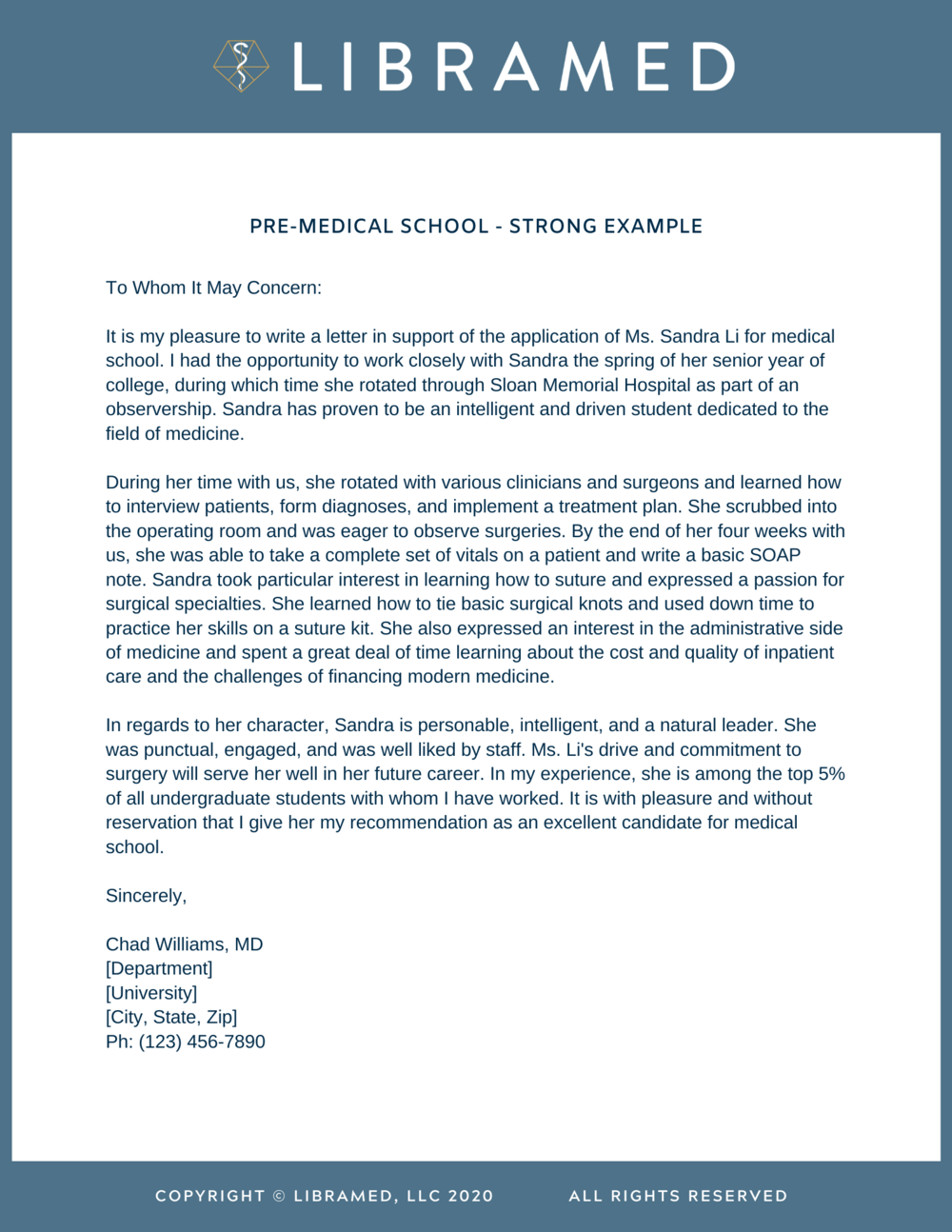 Medical School Strong Letter Of