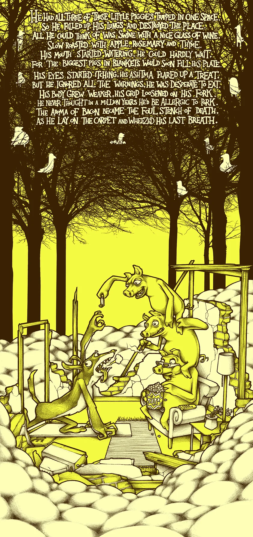 ‘Dont Waste Your Breath’. 3 Colour screen print ‘11