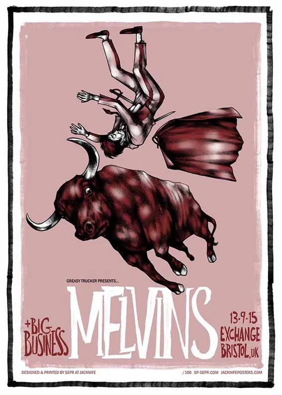 Melvins gig poster. 3 Colour screen print ‘15