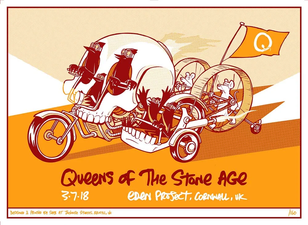 Queens Of The Stones Age gig poster. 2 Colour screen print ‘18