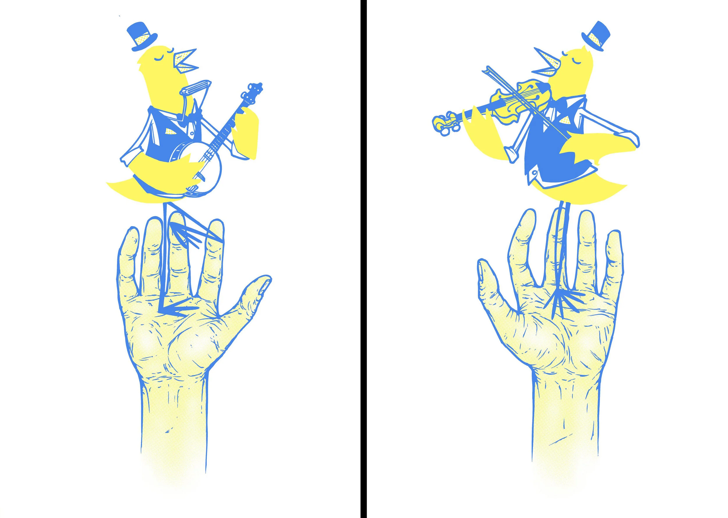 ‘Bird In Hand’ #1&2. 2 Colour screen print ‘15