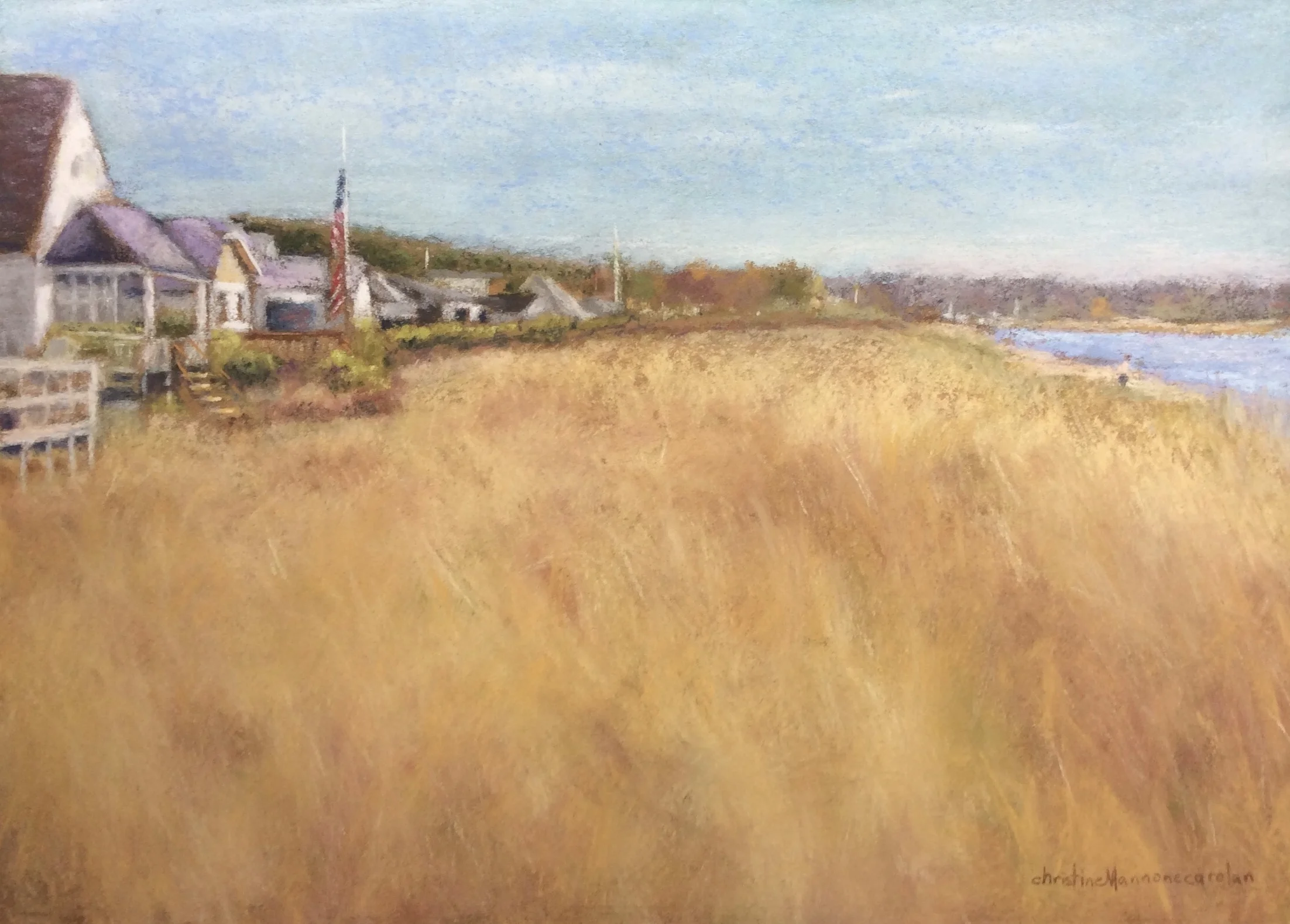 "West Meadow Beach Cottages" in pastels