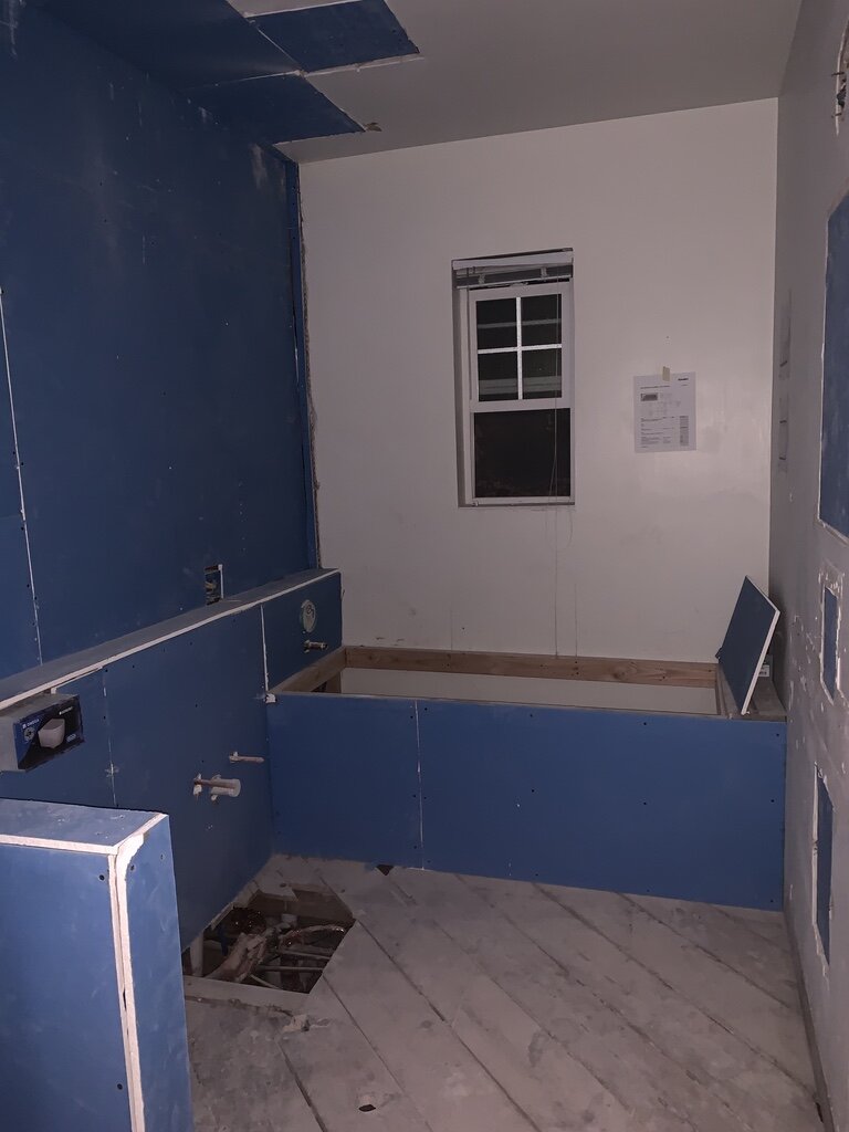 Walls are closed after plumbing and electrical installation