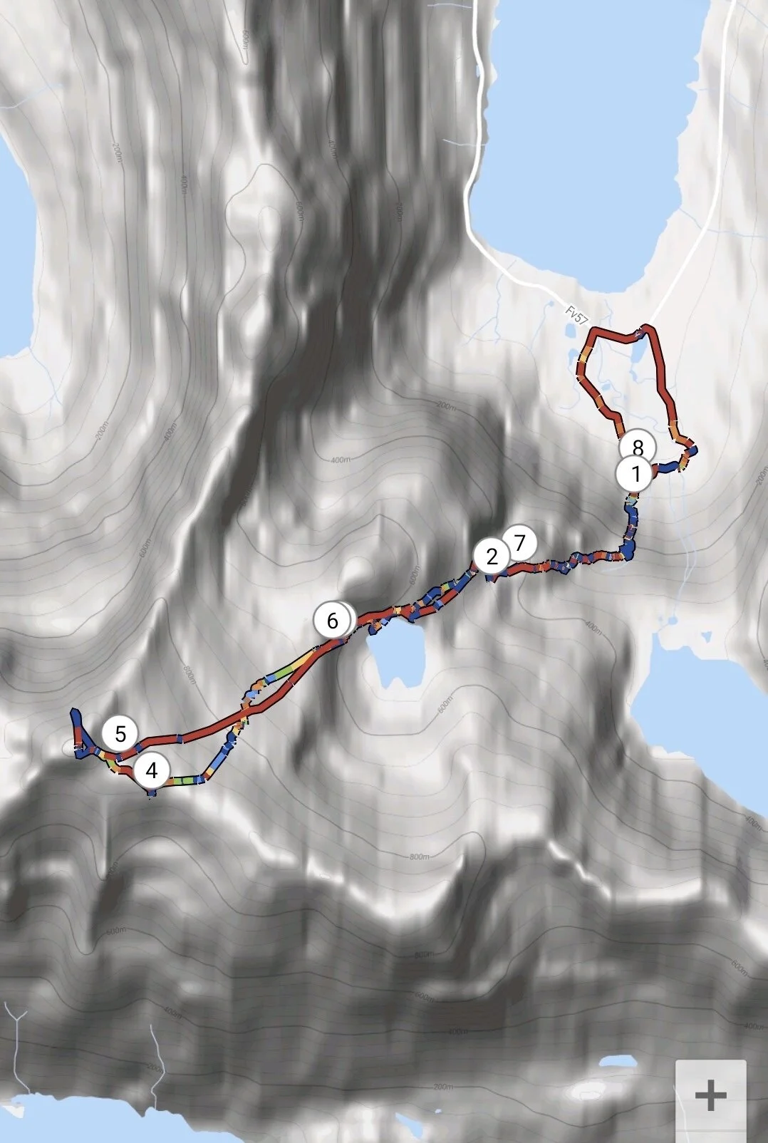 Ruta vi gikk, turen ble rundt 9km