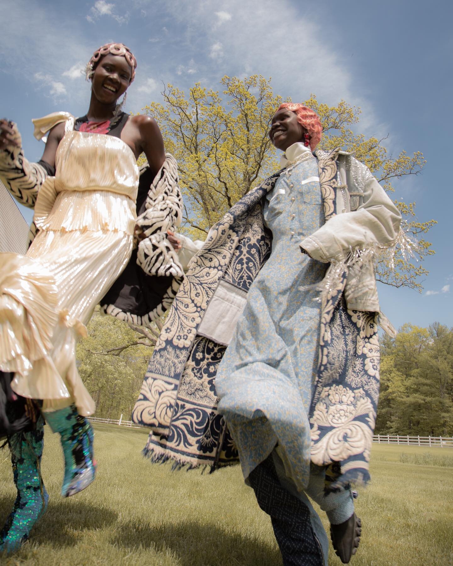 A joyful moment in time 🤍 Incredible @adotthegreatt in our heirloom Corinne Coat. Each a one of a kind treasure, handcrafted from handwoven floral jacquard dated to the 19th century. 
Thank you @altorrin for your brilliance and vision. ✨

For @blanc