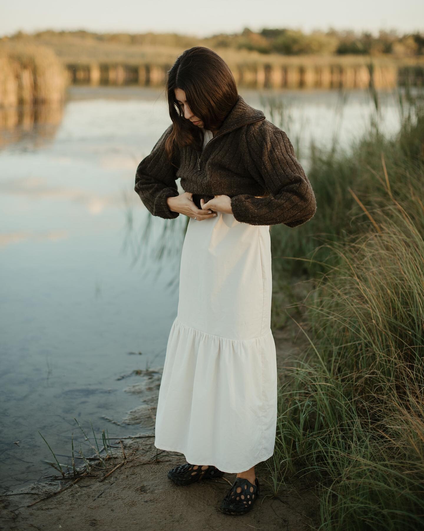 One of the ways we like to layer The Fall Dress. 💫 The skirt hits at the perfect spot that when layering a jacket or sweater over, still exposes the beautiful gathered detail. A simple piece that makes a statement!