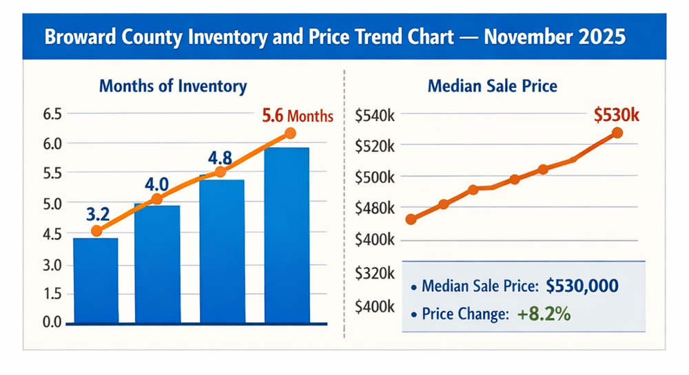 Broward County Inventory and Price Trend Chart — November 2025