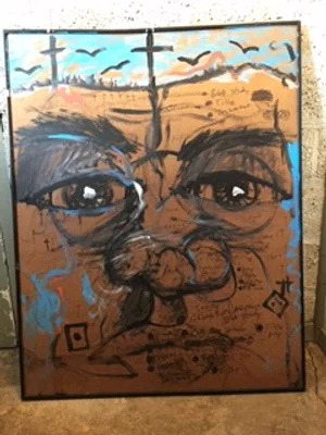 Ecclesiastes - Don't We All Take The Same Breath, Spirit Of Humans Goes Up, Spirit Of The Beasts Goes Into The Ground. Acrylic and pen on hardboard/framed/no cover ✝️