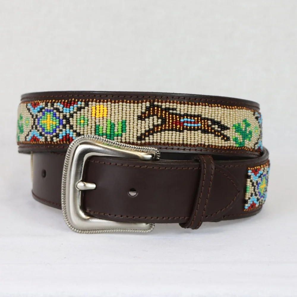 Running Horse Handcrafted Beaded Belt With Wooden Buckle Equinavia Estelle Hand-Beaded Belt- Equestrian Belts main image 4