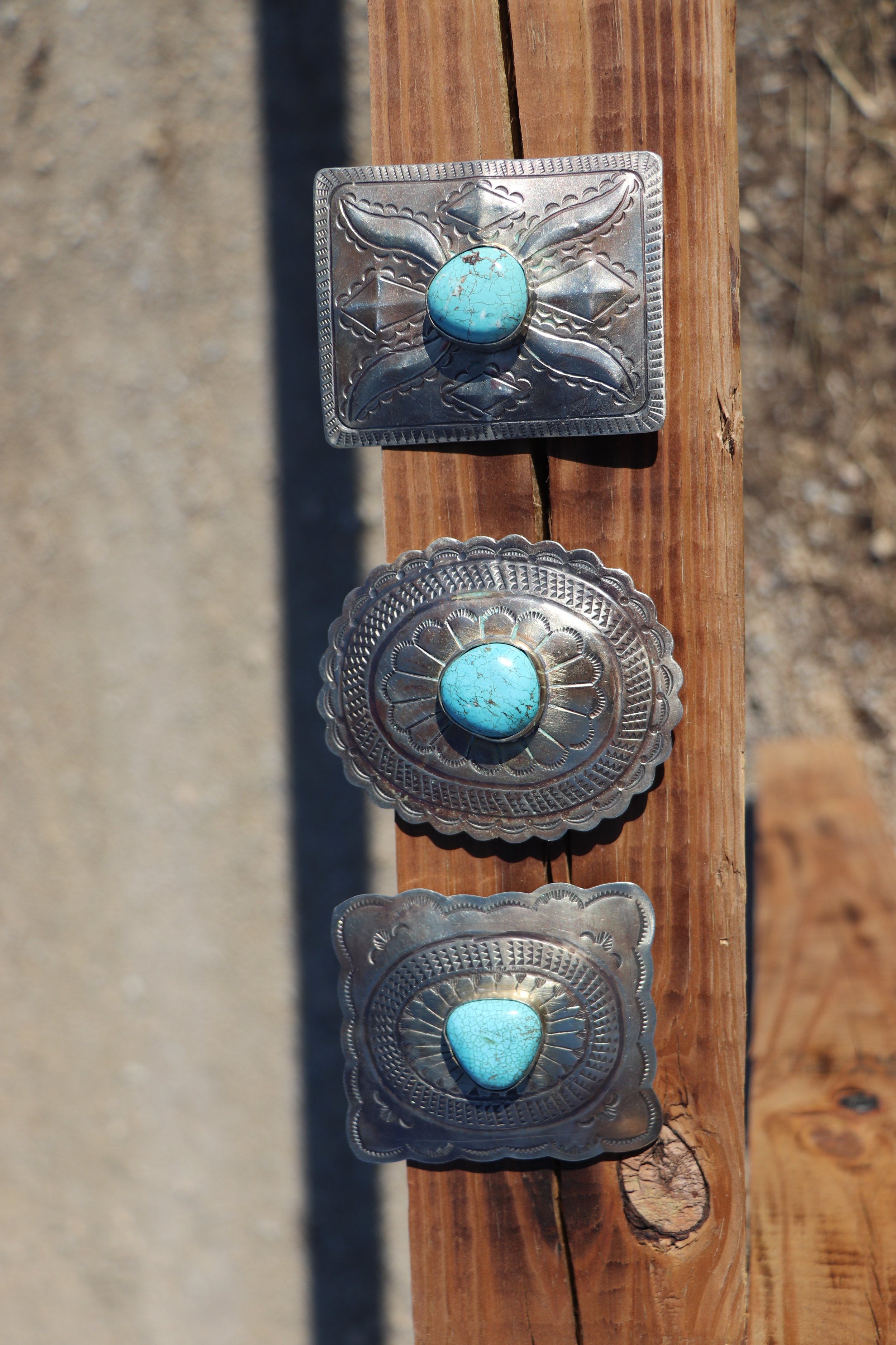 German Silver Belt Buckles with Turquoise.JPG
