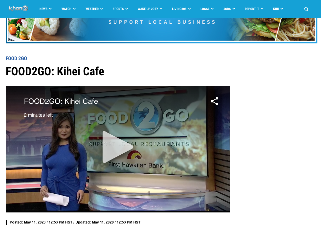 Kihei Caffe on KHON2 News