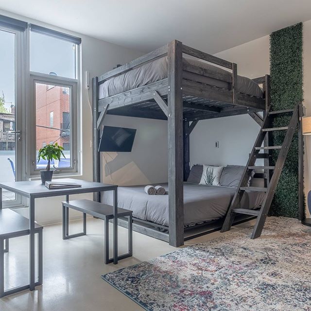 Our side ladder #loftbeds in 12 new #chicago Airbnb&rsquo;s.  #loft #loftbedroom  #loftbed.  Get on our waiting list for September shipping by ordering at www.chicagoloftbed.com