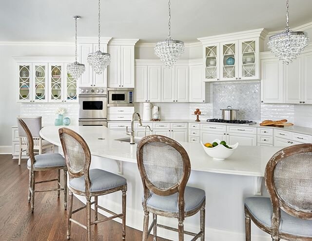 Light up your kitchen with Crystorama Lighting Clear Hand Cut Crystal Chandelier ✨Let us help you create your dream space!