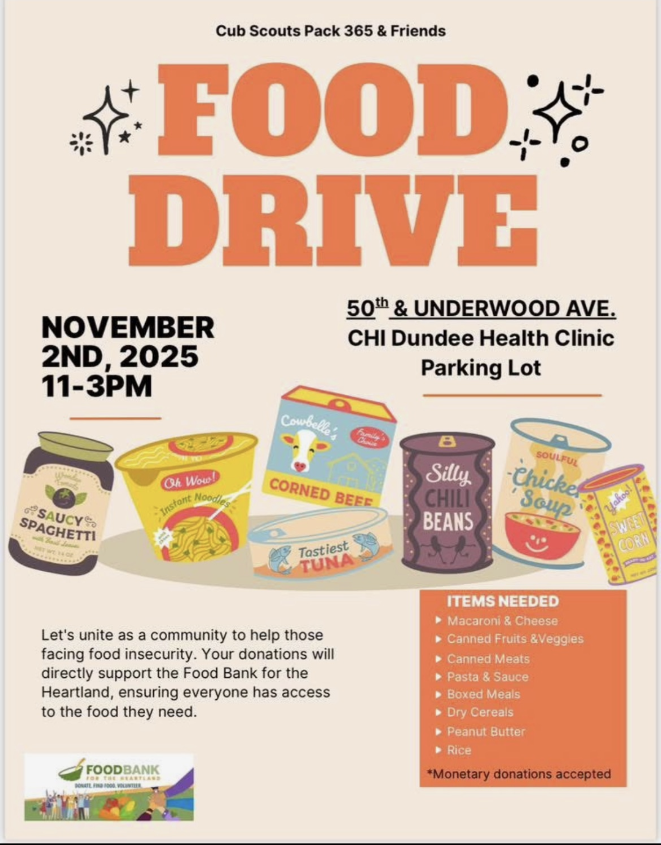 Food Drive Hosted by Club Scout Pack 365 and Friends