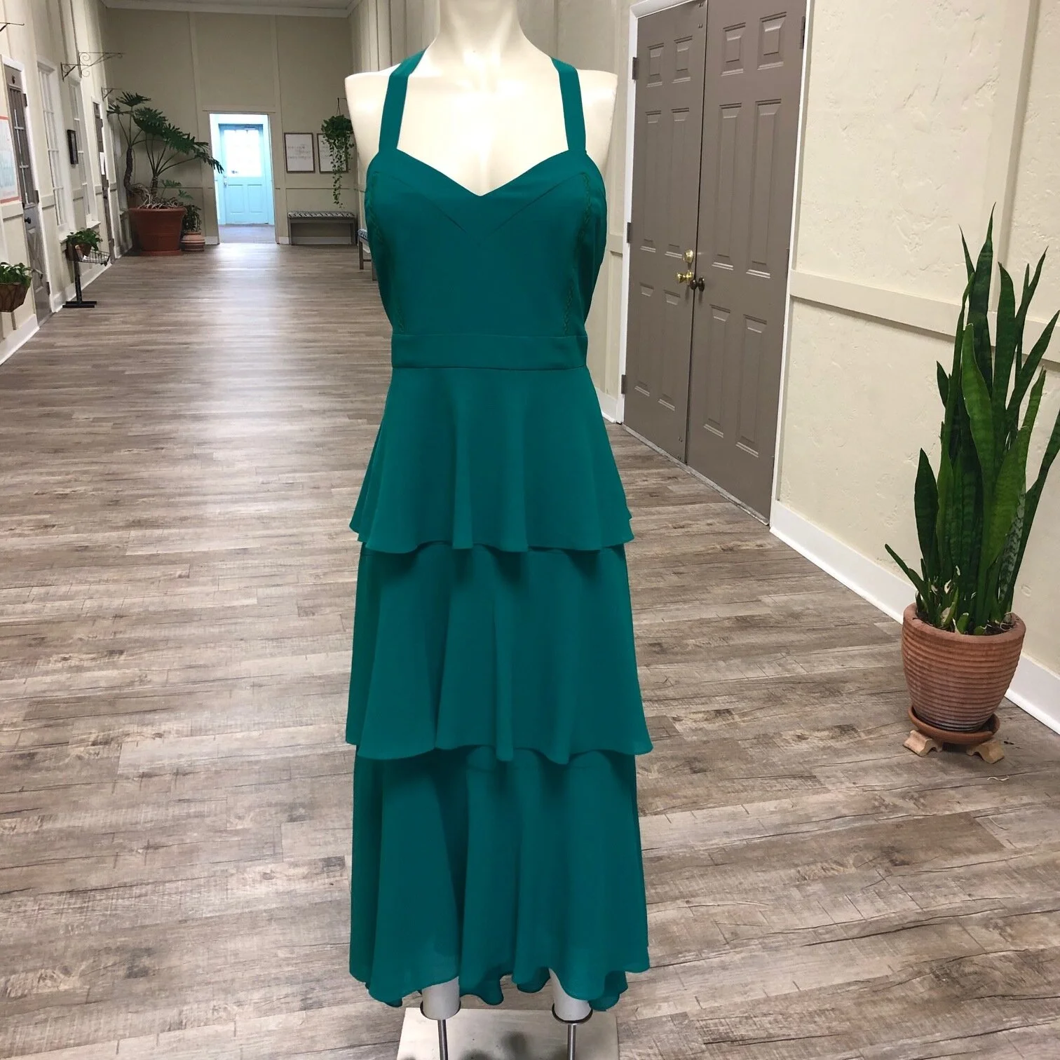 green emerald velvet dress Shoulder Drape Gown main image 0
