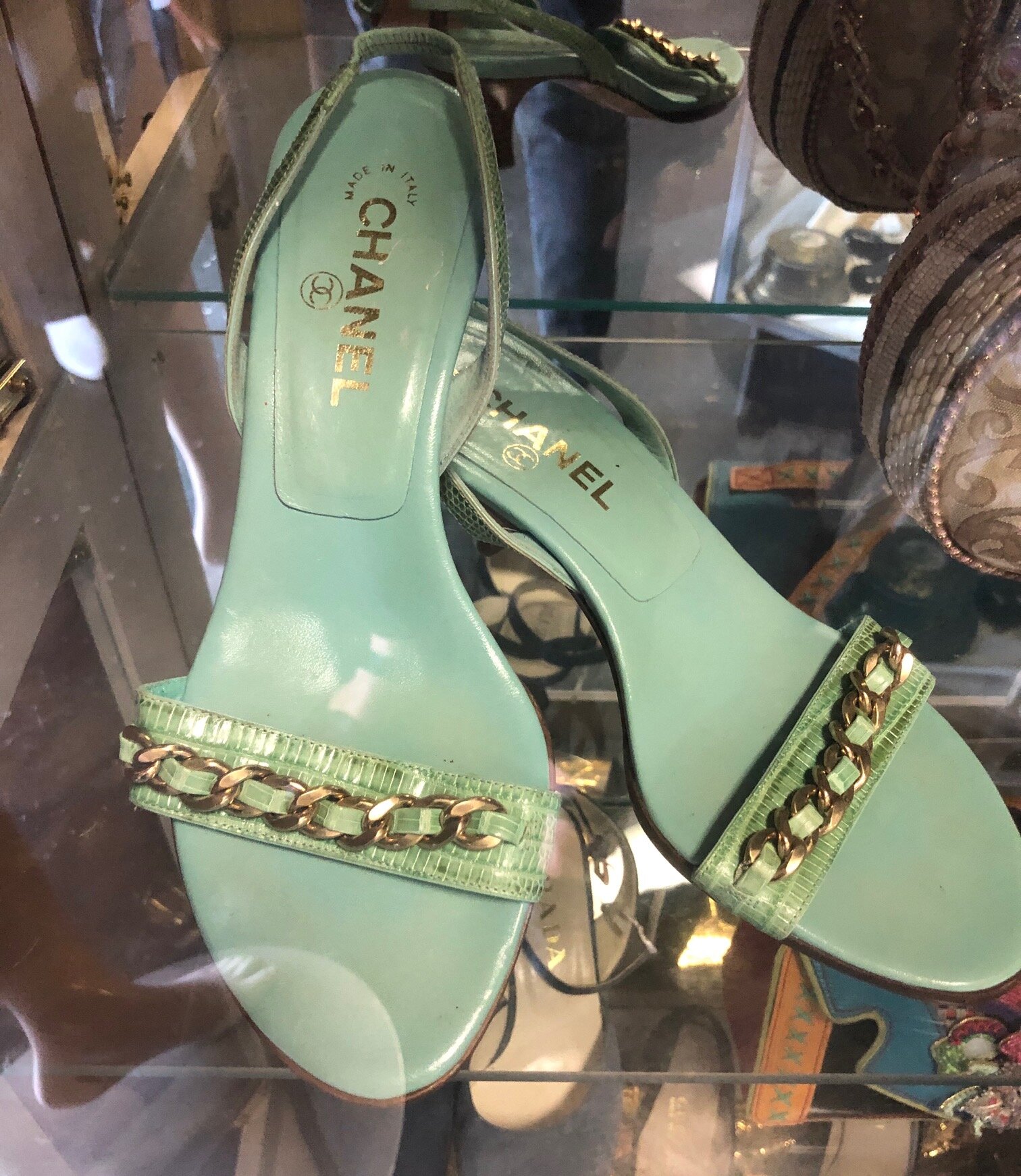 Chanel Teal Sandals