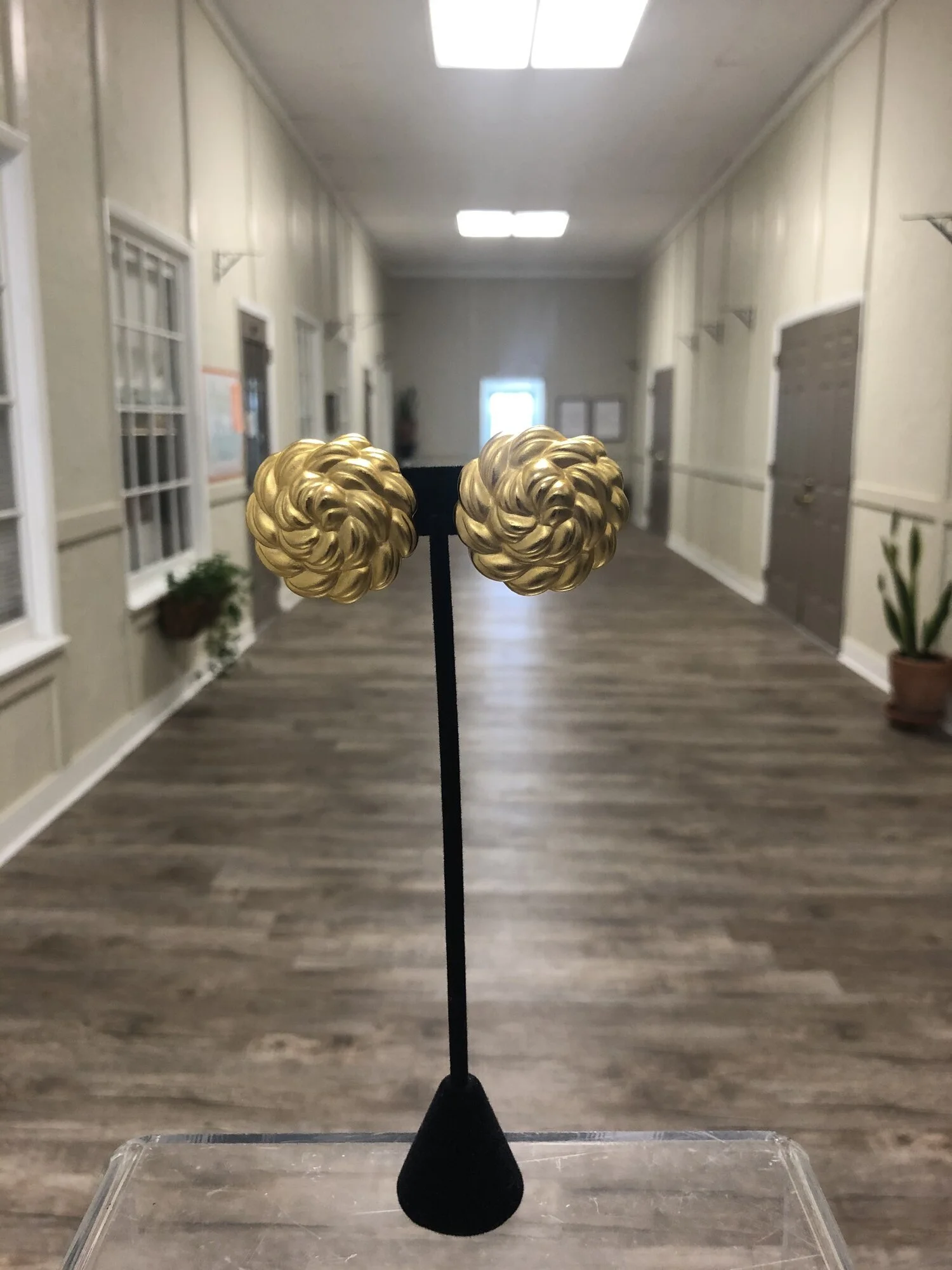 Matt Gold Clip Earrings