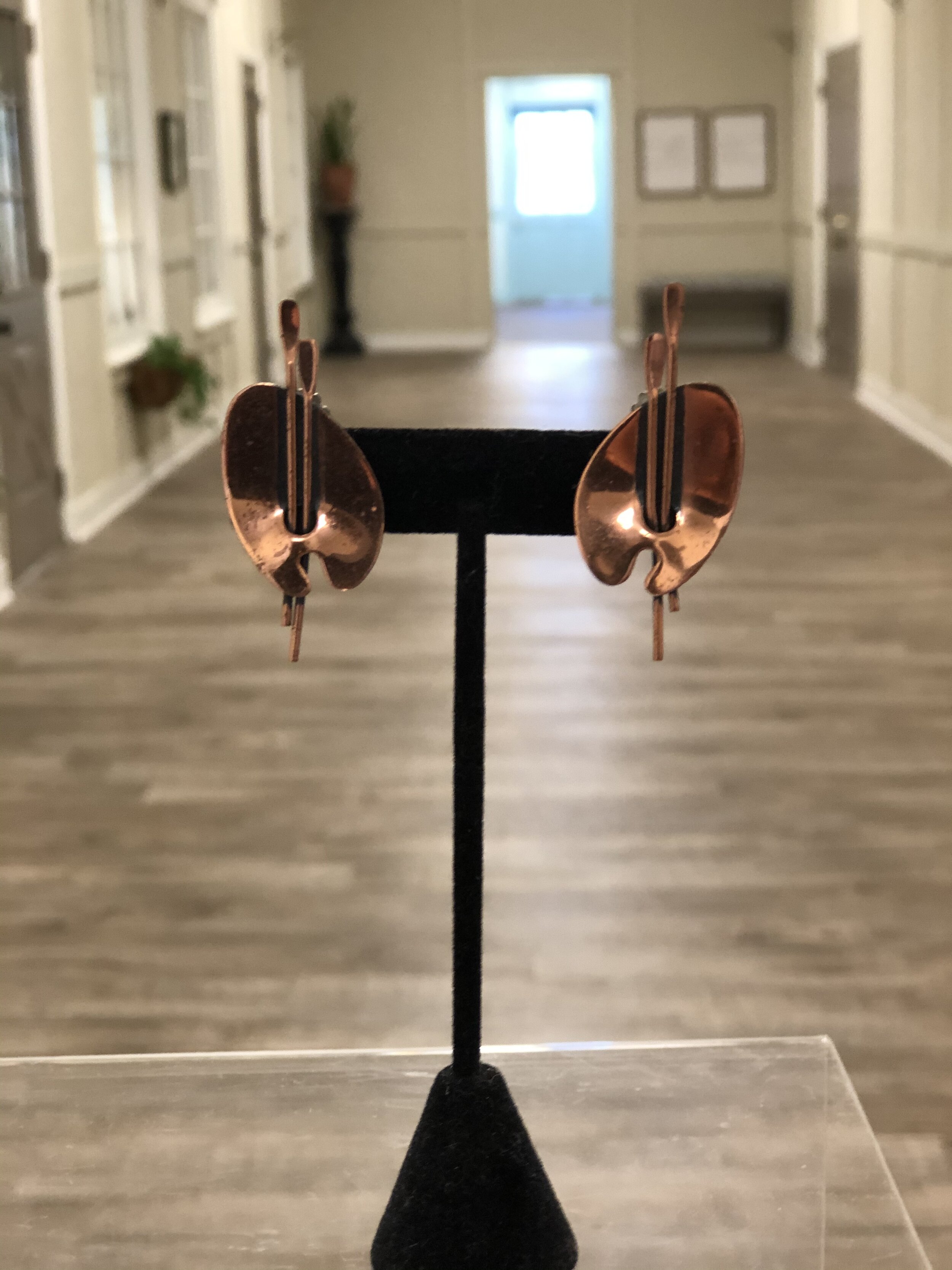 Renoir Copper Artist Paint Palette Brooch &amp; Clip Earrings