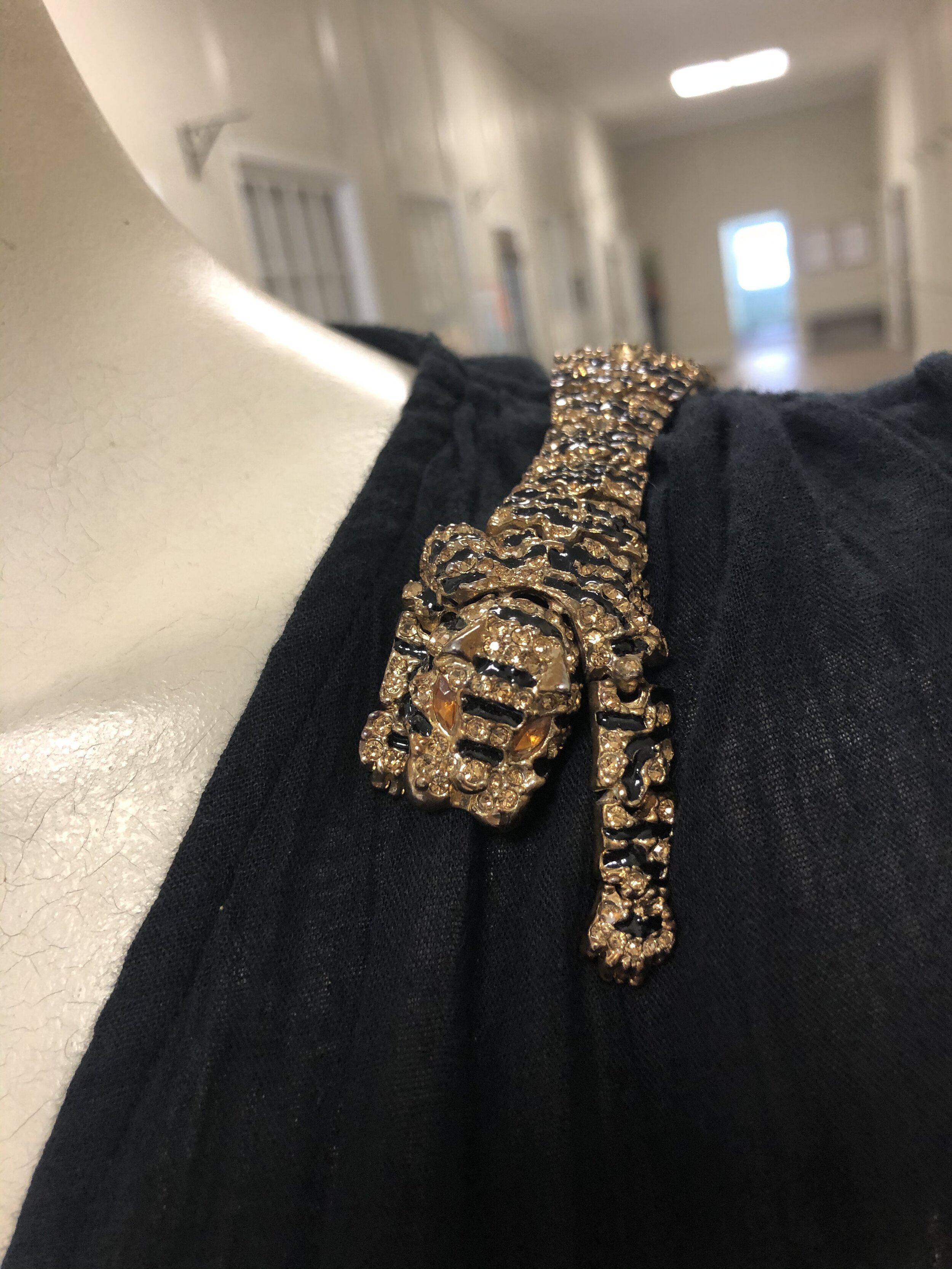 Vintage Tiger Articulated Shoulder Brooch