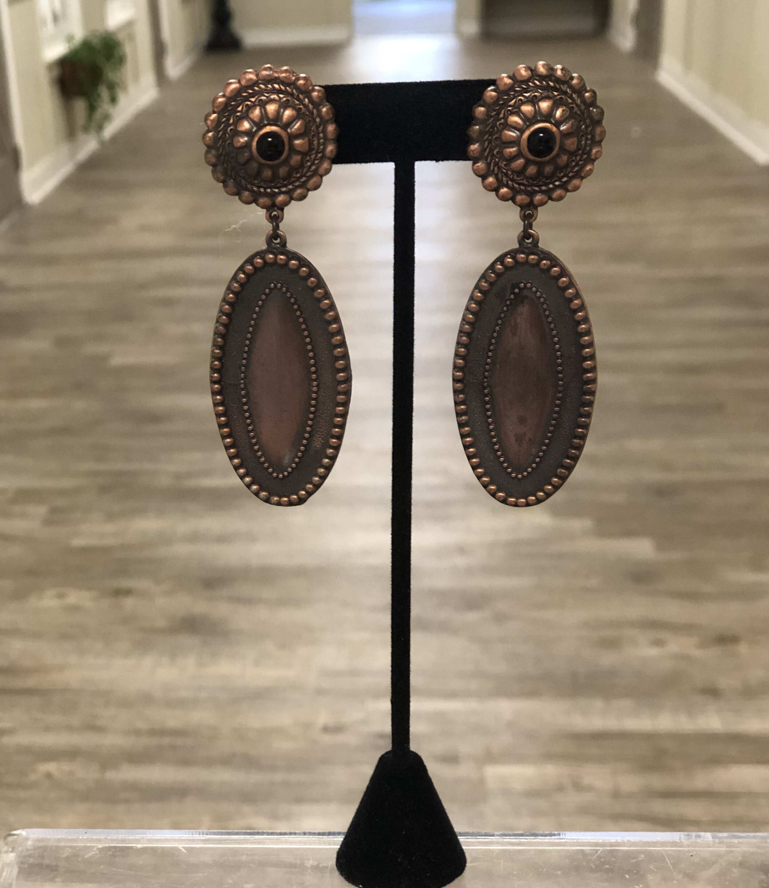 Copper Tone Clip Earrings