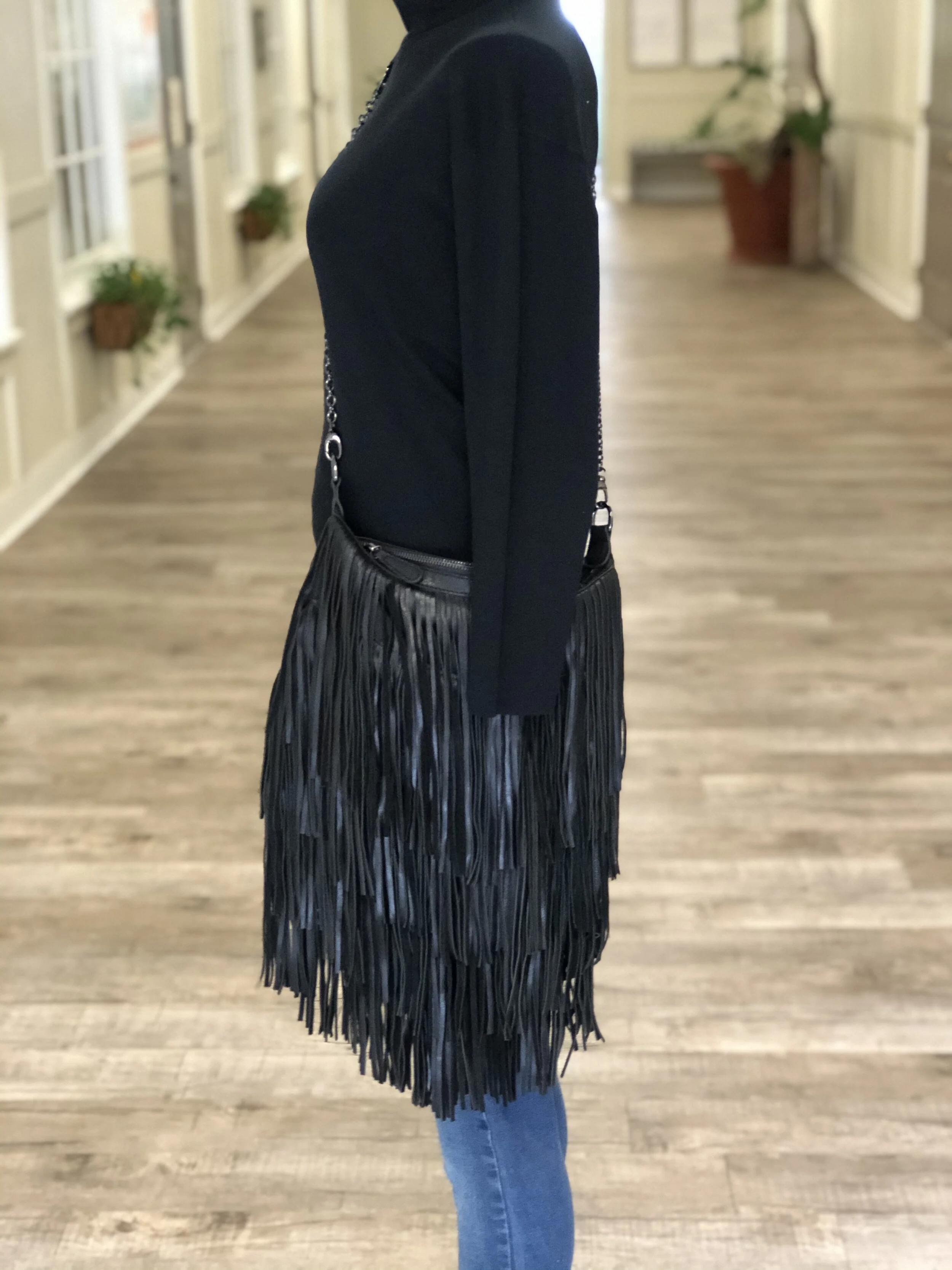 Lost &amp; Found Fringe Hobo Handbag