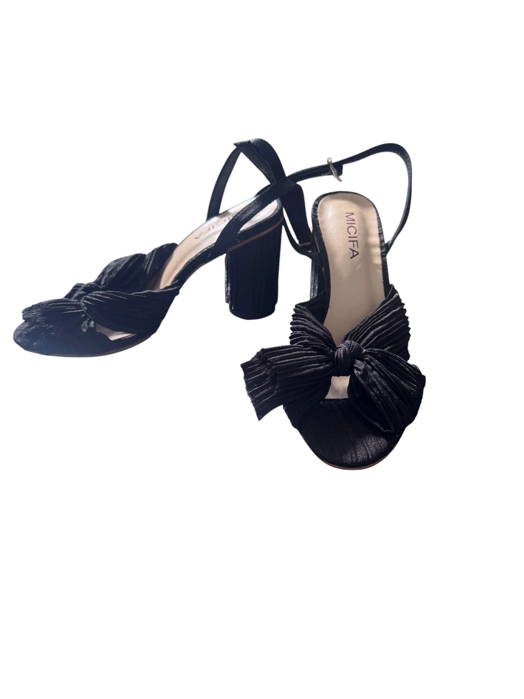 Micifa Pleated Bow High-Heeled Sandals