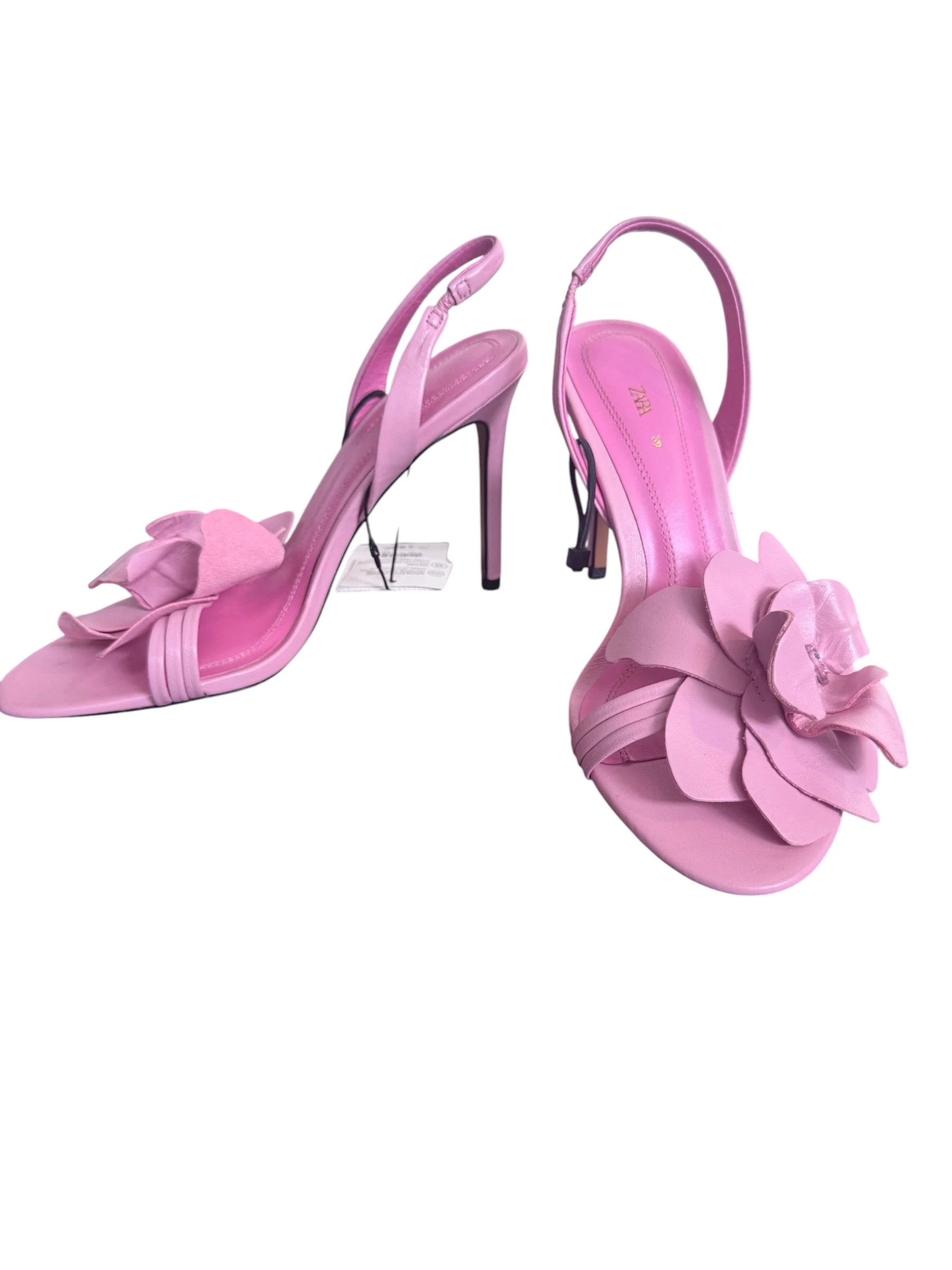 Zara Leather Flower Stiletto Sandals