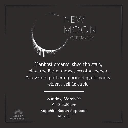 Attention Volusia County, Florida and surrounding area. We&rsquo;re bringing the new moon ceremony to the beach. Send us a DM to get yourself signed up for this fun and reverent circle. 

We will meet on the beach just off the sapphire road beach app