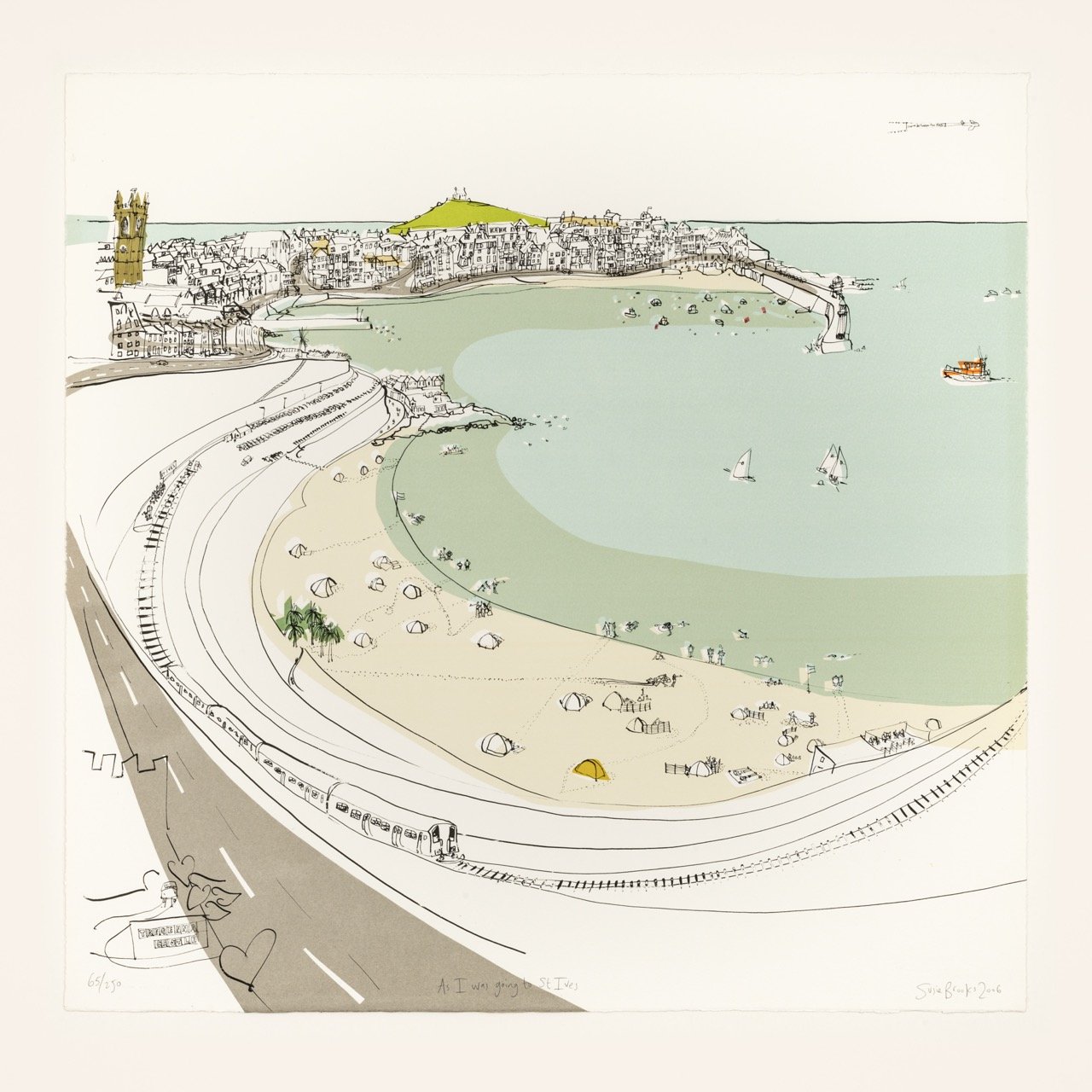ST Ives Cornwall. Original screenprint. Artwork image of St Ives. As I was going to St Ives