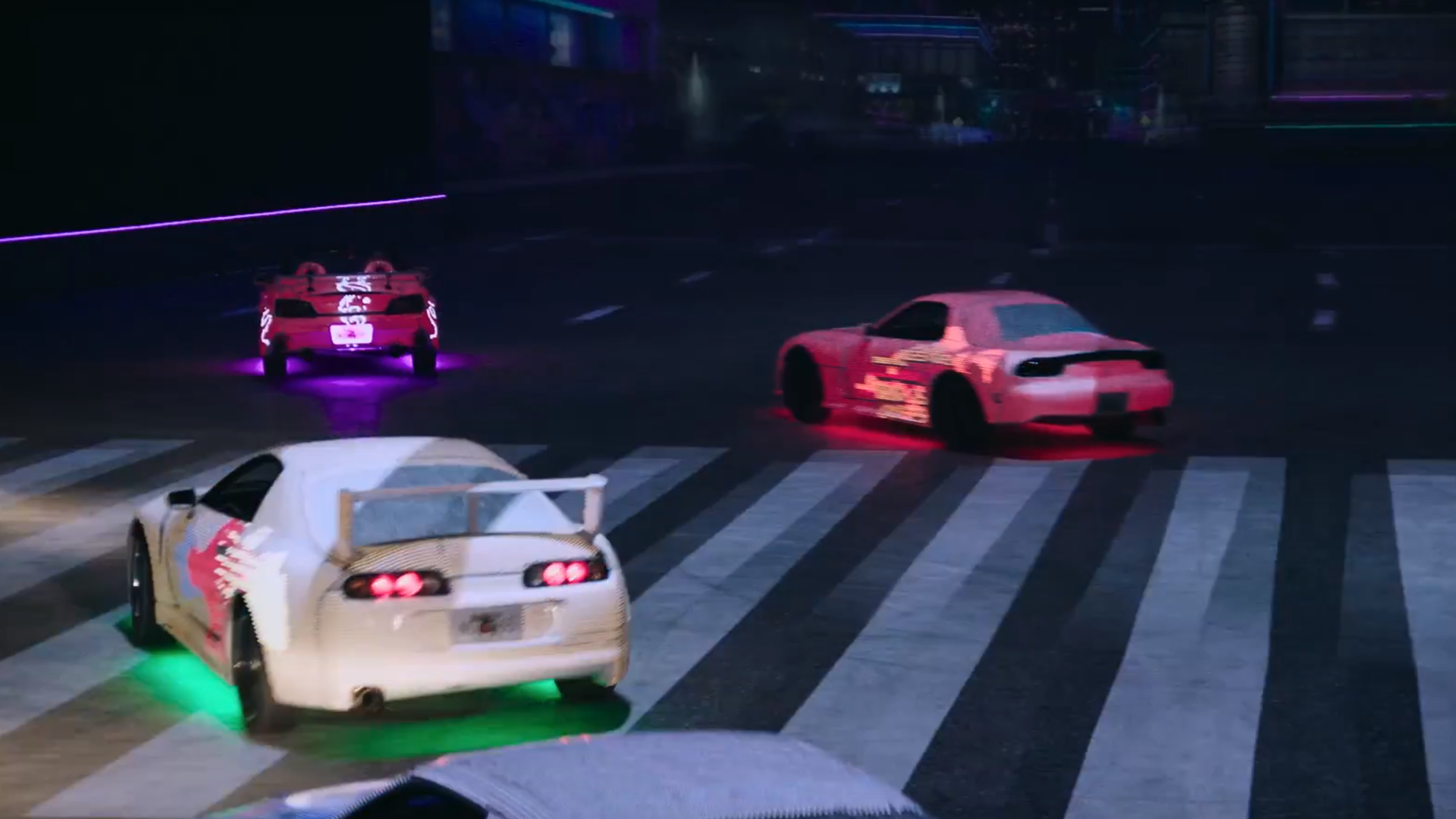  F&amp;F was a live event game driven by the audience using colour detection made for  Inition  . The audience raise coloured cards to chose car parts and change gears 